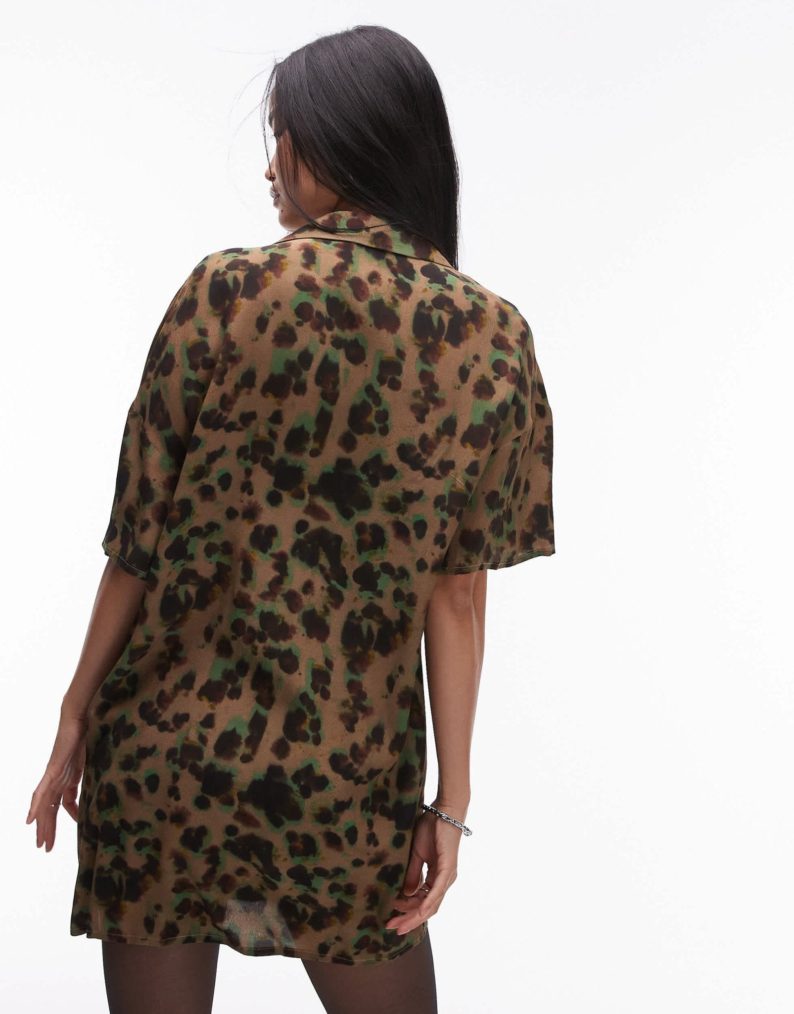 Topshop souvenir mini shirt dress in abtract print - ASOS Sample Sale