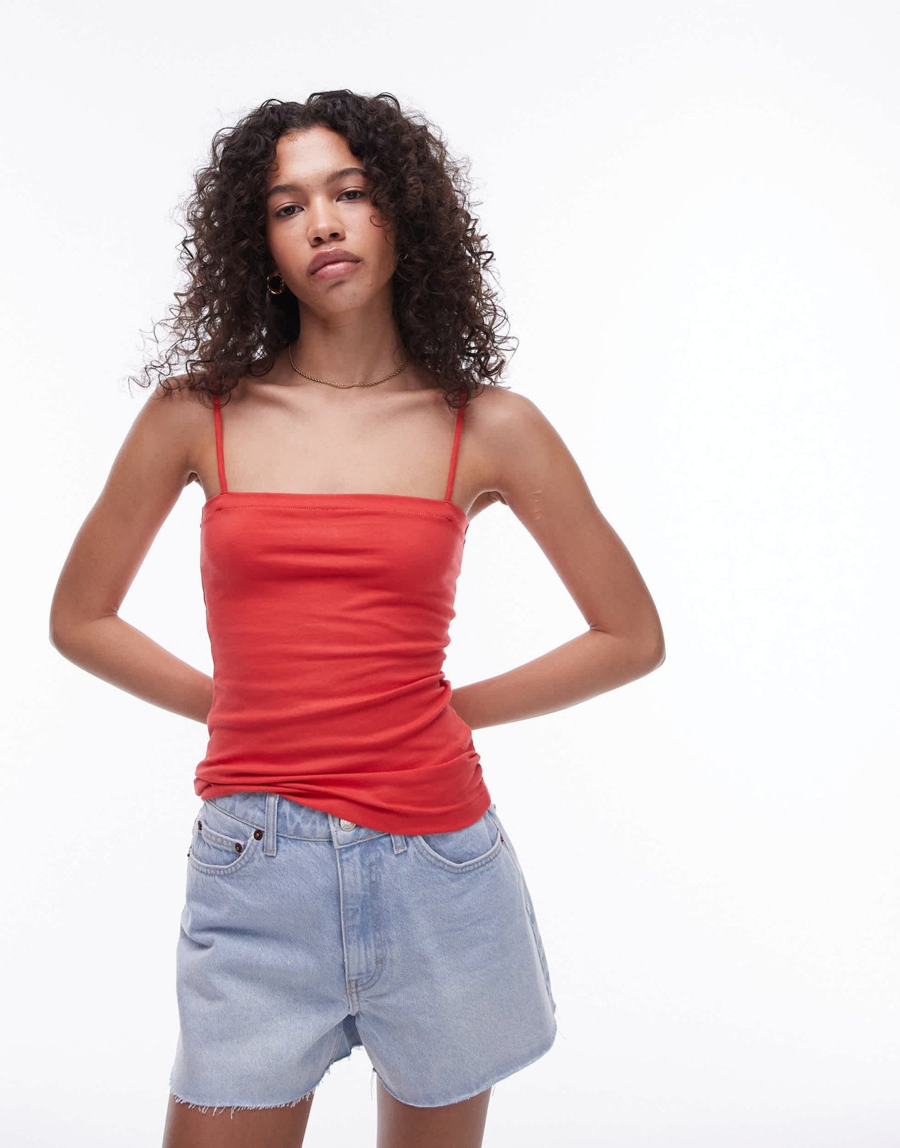 Topshop spaghetti strap tube top in red - ASOS Sample Sale