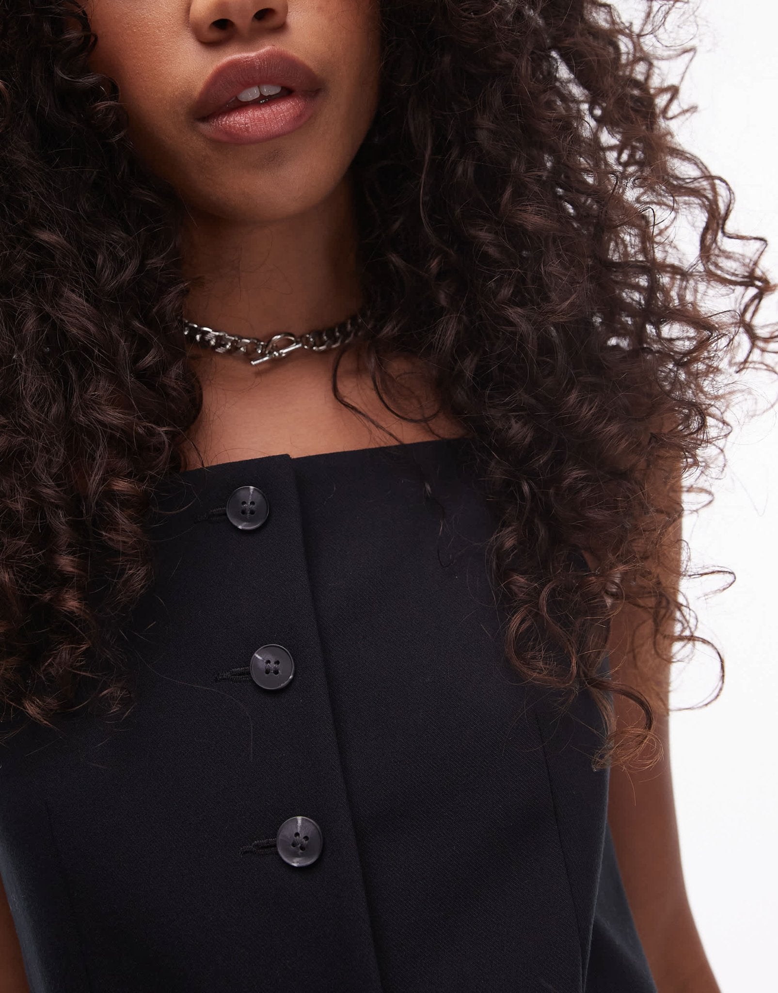 Topshop square neck waistcoat in black - ASOS Sample Sale
