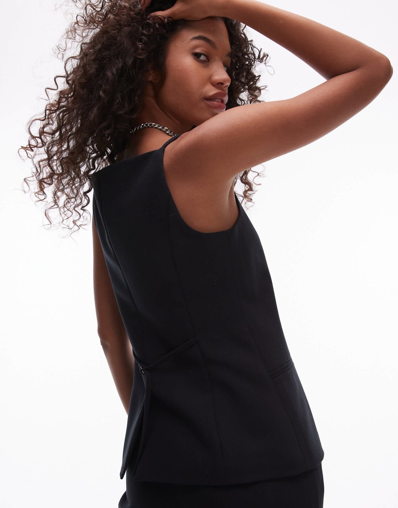 Topshop square neck waistcoat in black - ASOS Sample Sale