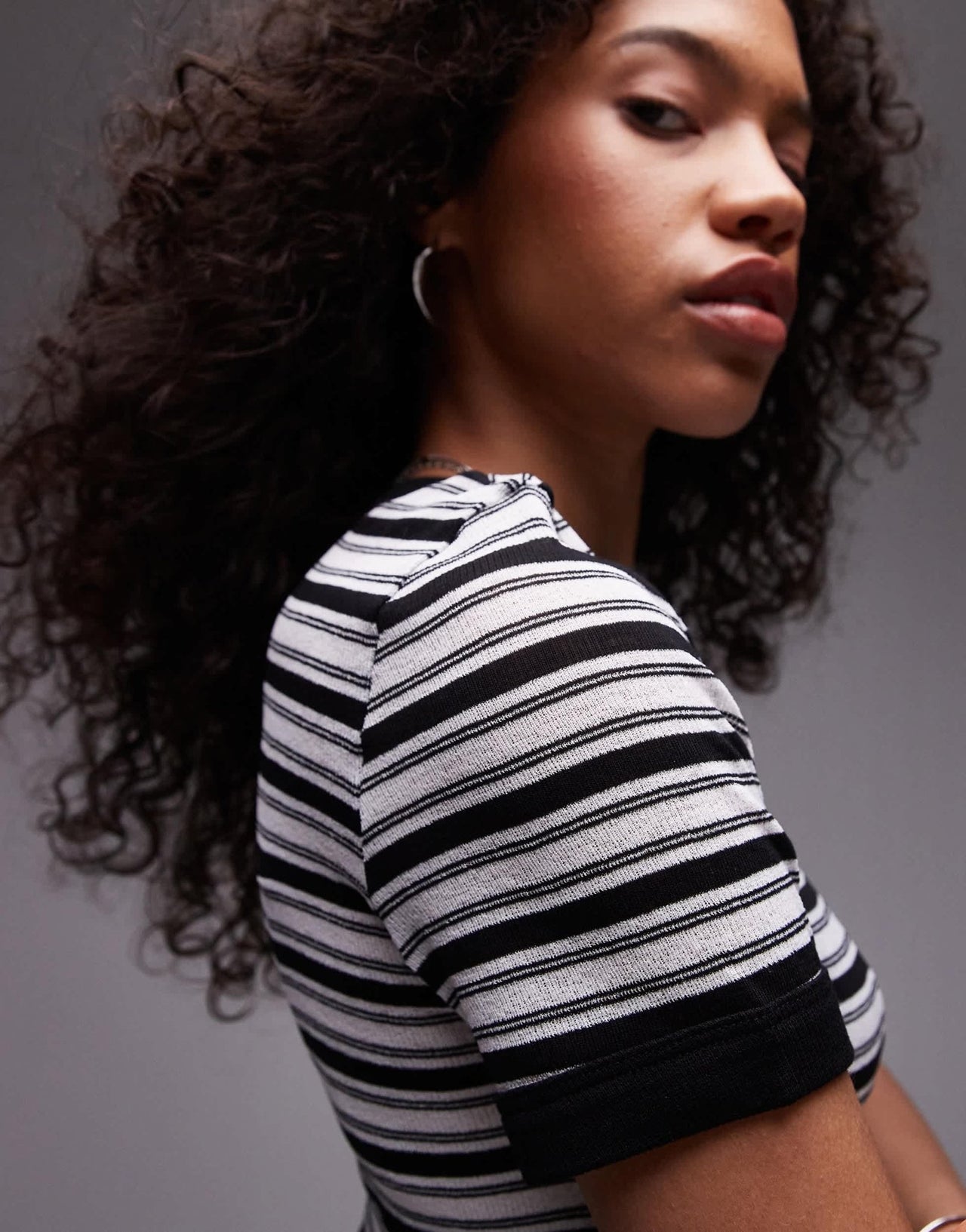 Topshop stripe everyday tee in mono - ASOS Sample Sale