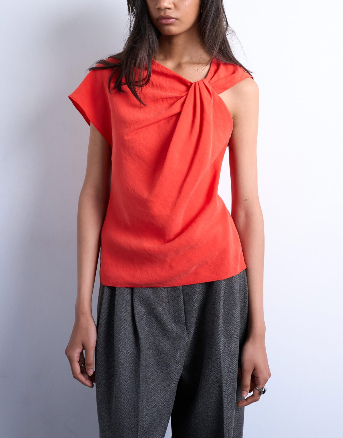 Topshop super soft cupro knot detail top in red - ASOS Sample Sale