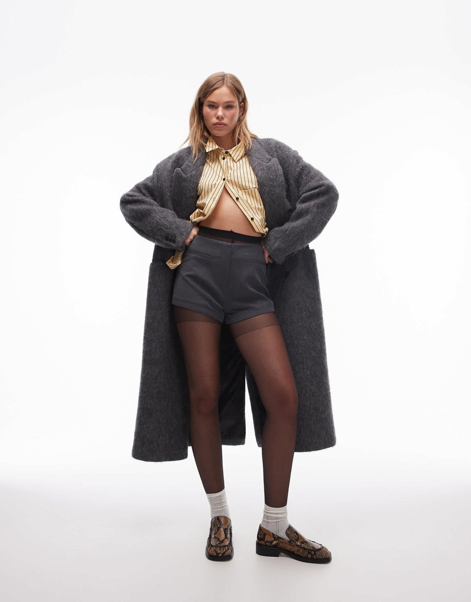 Topshop tailored knicker shorts in grey - ASOS Sample Sale
