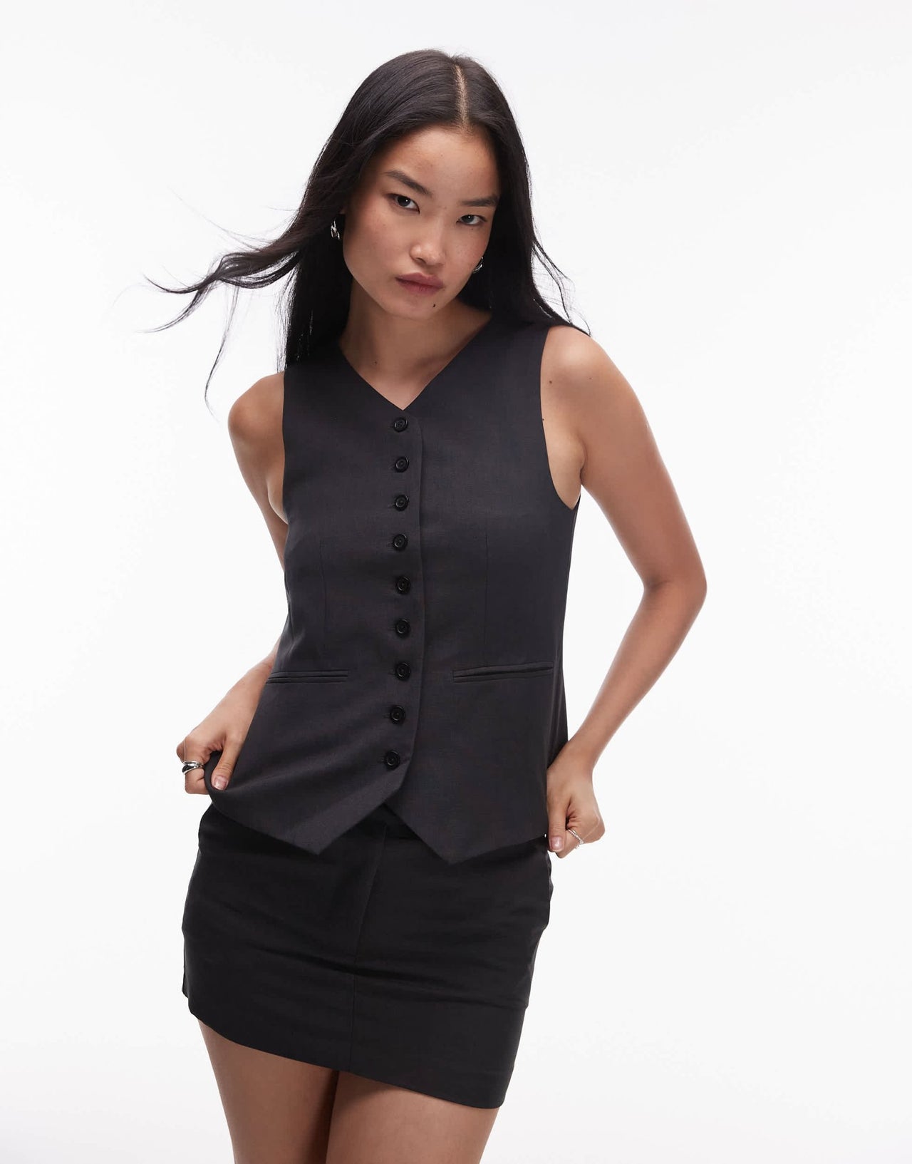 Topshop tailored mini skirt in charcoal - ASOS Sample Sale