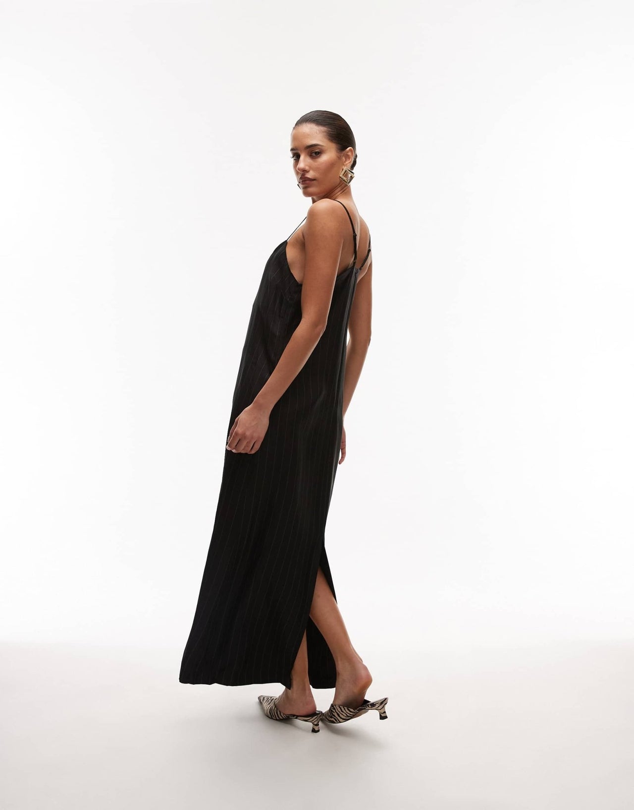 Topshop tailored pinstripe midi slip dress - ASOS Sample Sale