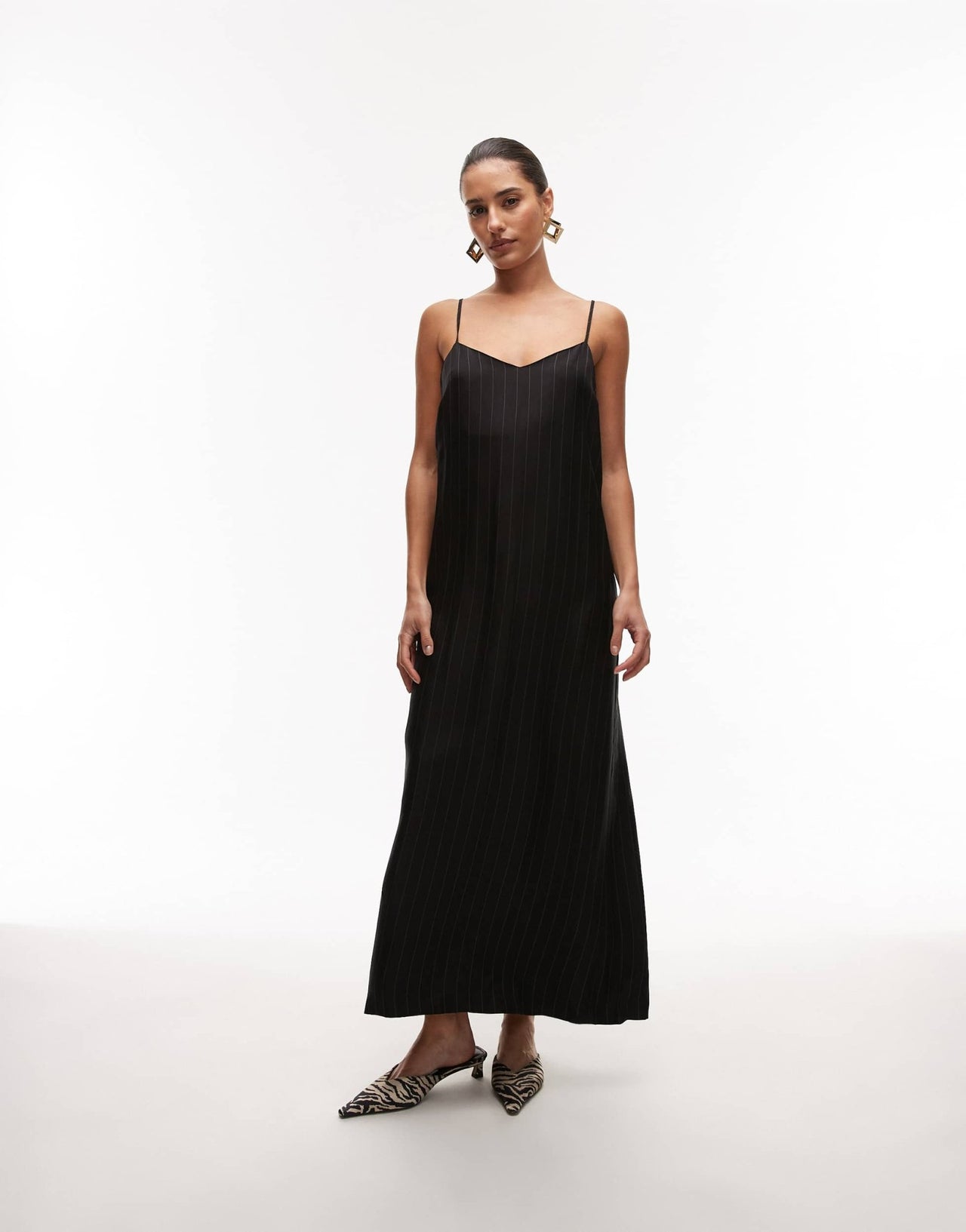 Topshop tailored pinstripe midi slip dress - ASOS Sample Sale