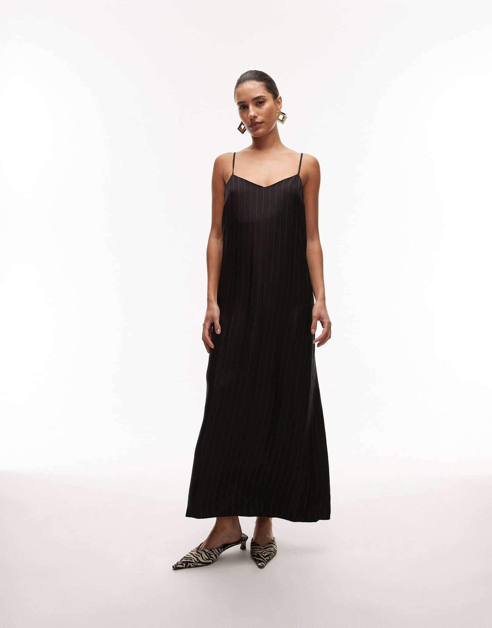 Topshop tailored pinstripe midi slip dress - ASOS Sample Sale