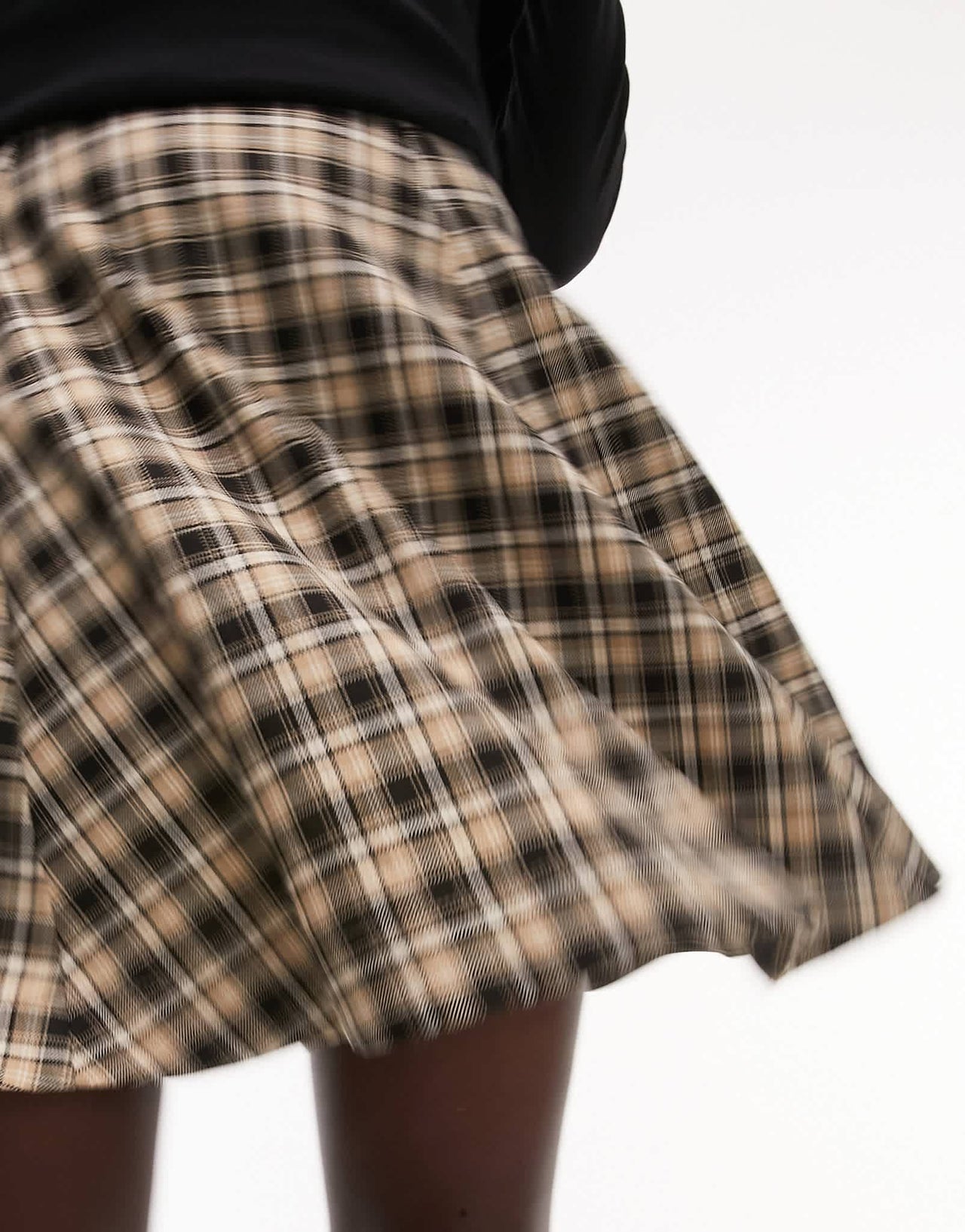 Topshop Tall check circle skirt in neutral - ASOS Sample Sale