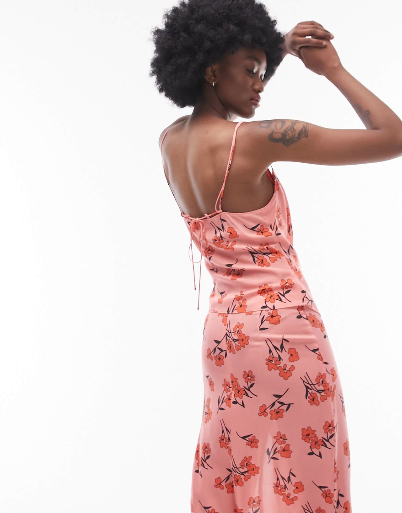Topshop Tall co-ord cherry blossom cowl strappy cami in pink - ASOS Sample Sale