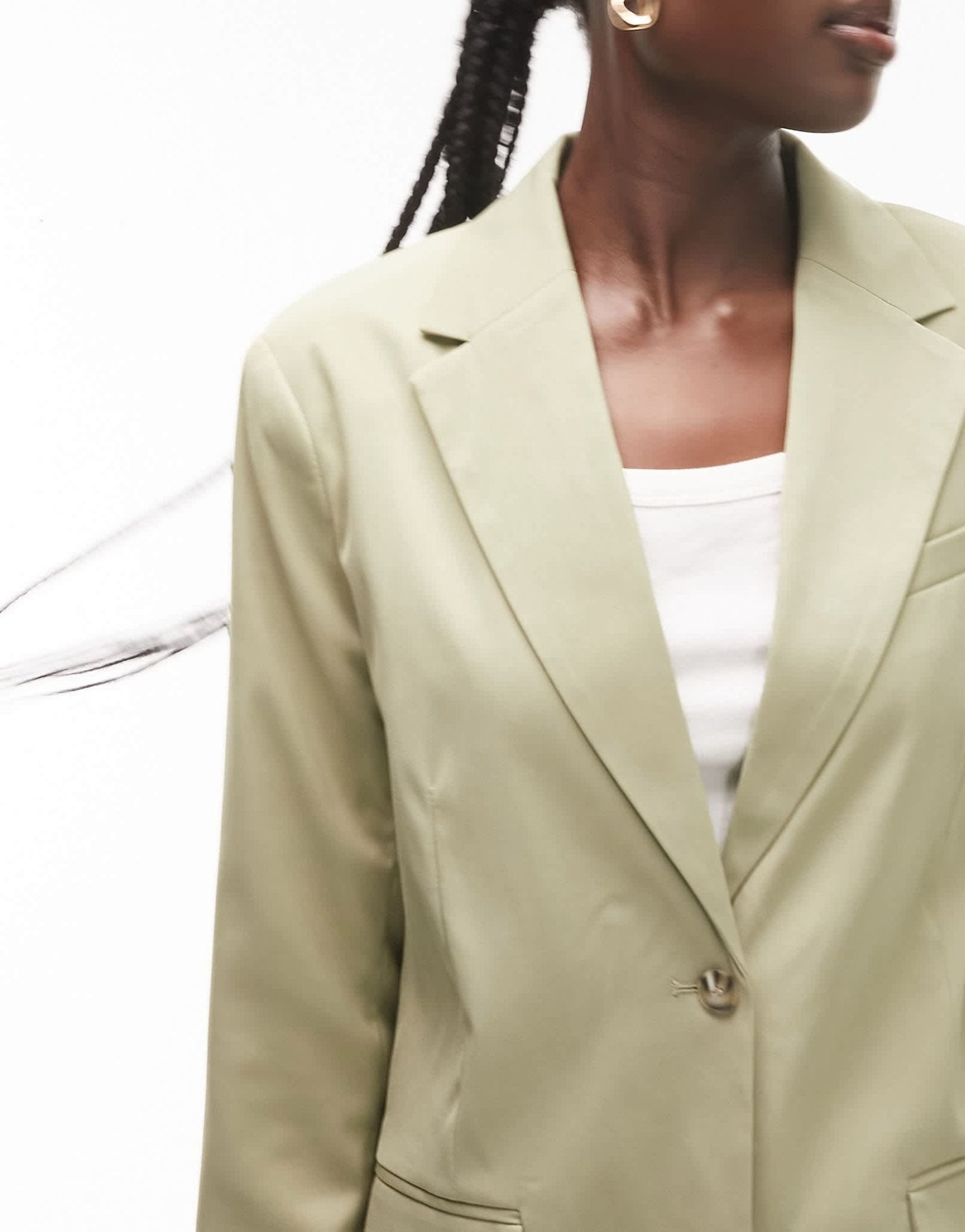 Topshop Tall co - ord straight jacket in sage - ASOS Sample Sale
