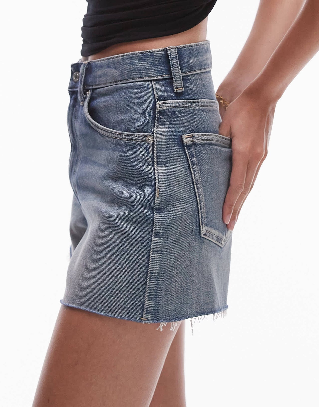 Topshop Tall denim comfort stretch short in bleach - ASOS Sample Sale