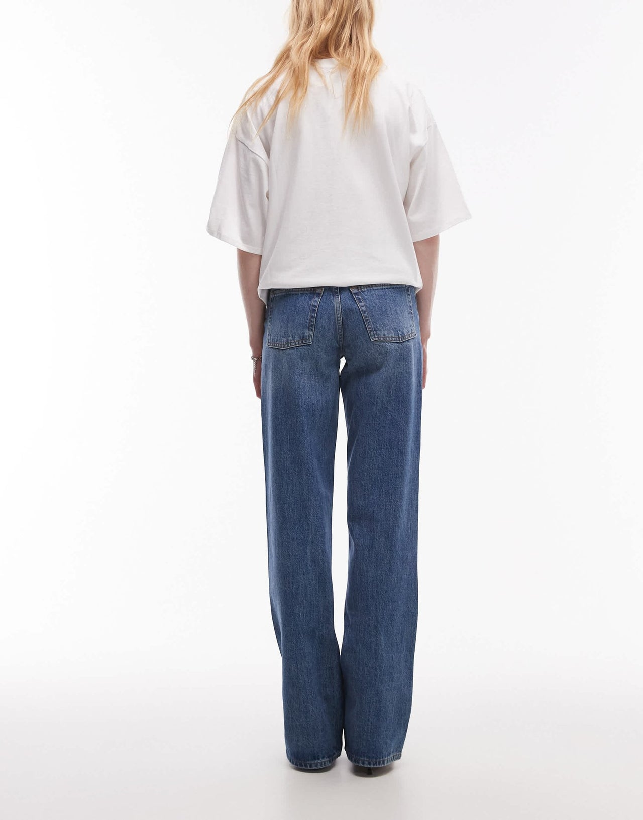 Topshop Tall Ember low rise straight leg jean in vintage blue - ASOS Sample Sale