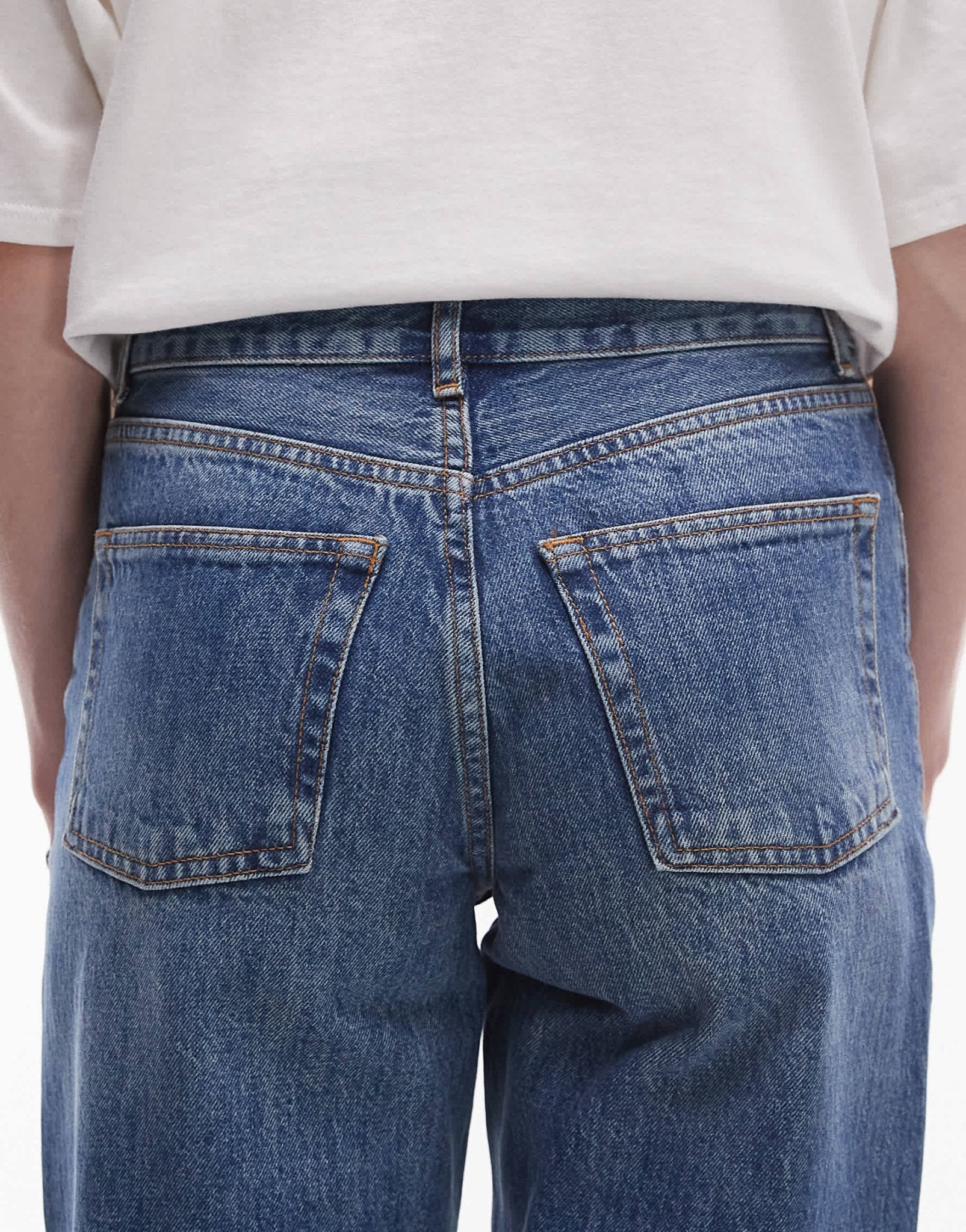 Topshop Tall Ember low rise straight leg jean in vintage blue - ASOS Sample Sale