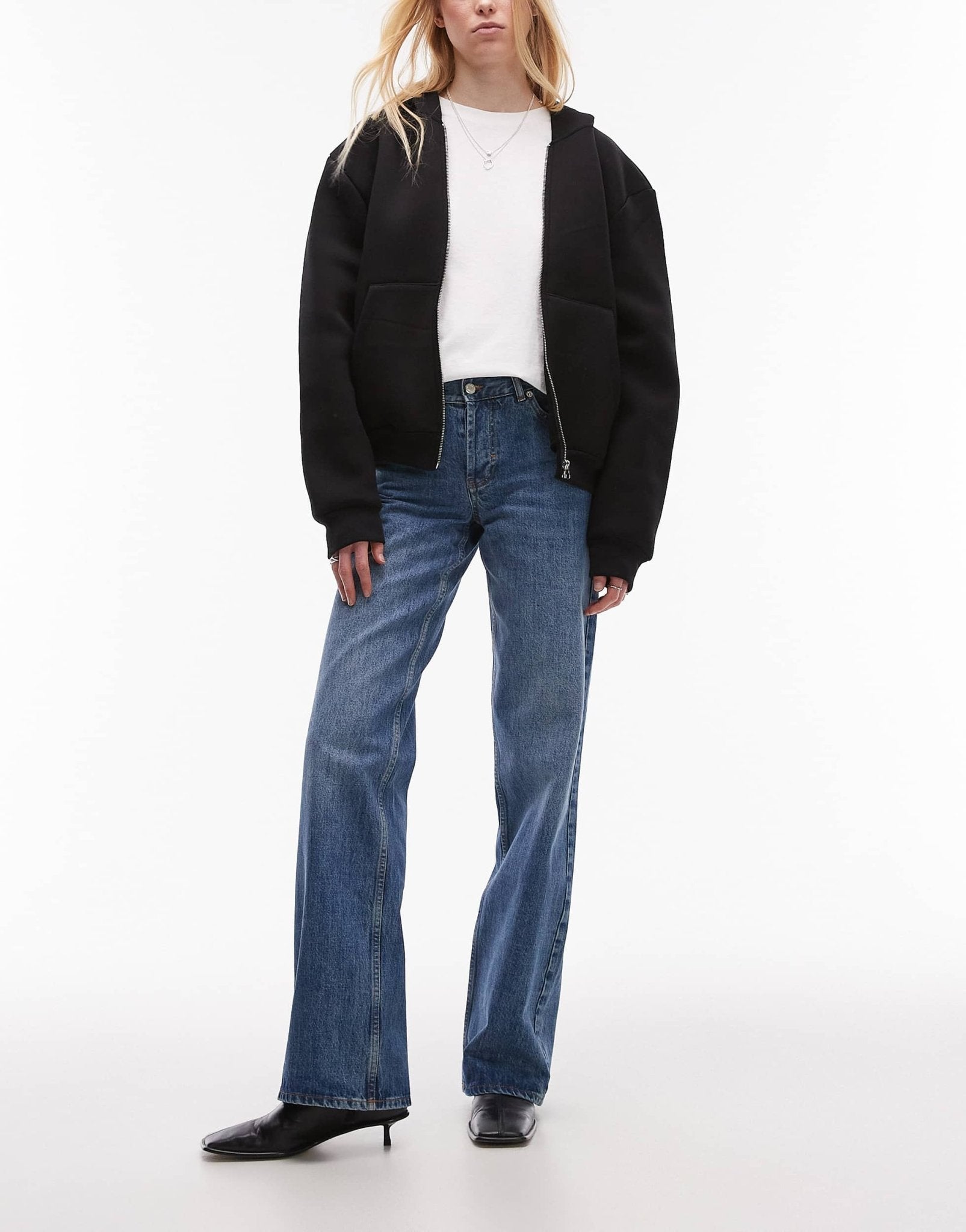 Topshop Tall Ember low rise straight leg jean in vintage blue - ASOS Sample Sale