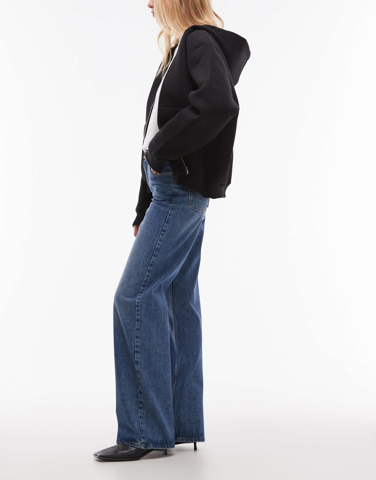 Topshop Tall Ember low rise straight leg jean in vintage blue - ASOS Sample Sale