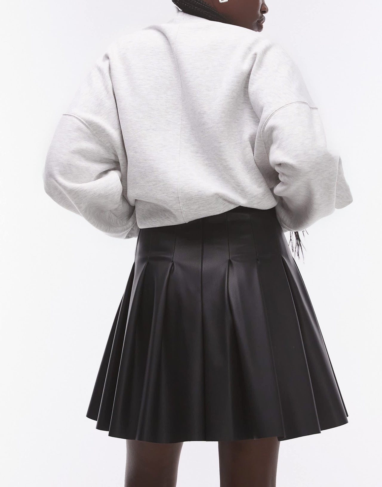Topshop Tall faux leather clean pleat mini skirt in black - ASOS Sample Sale