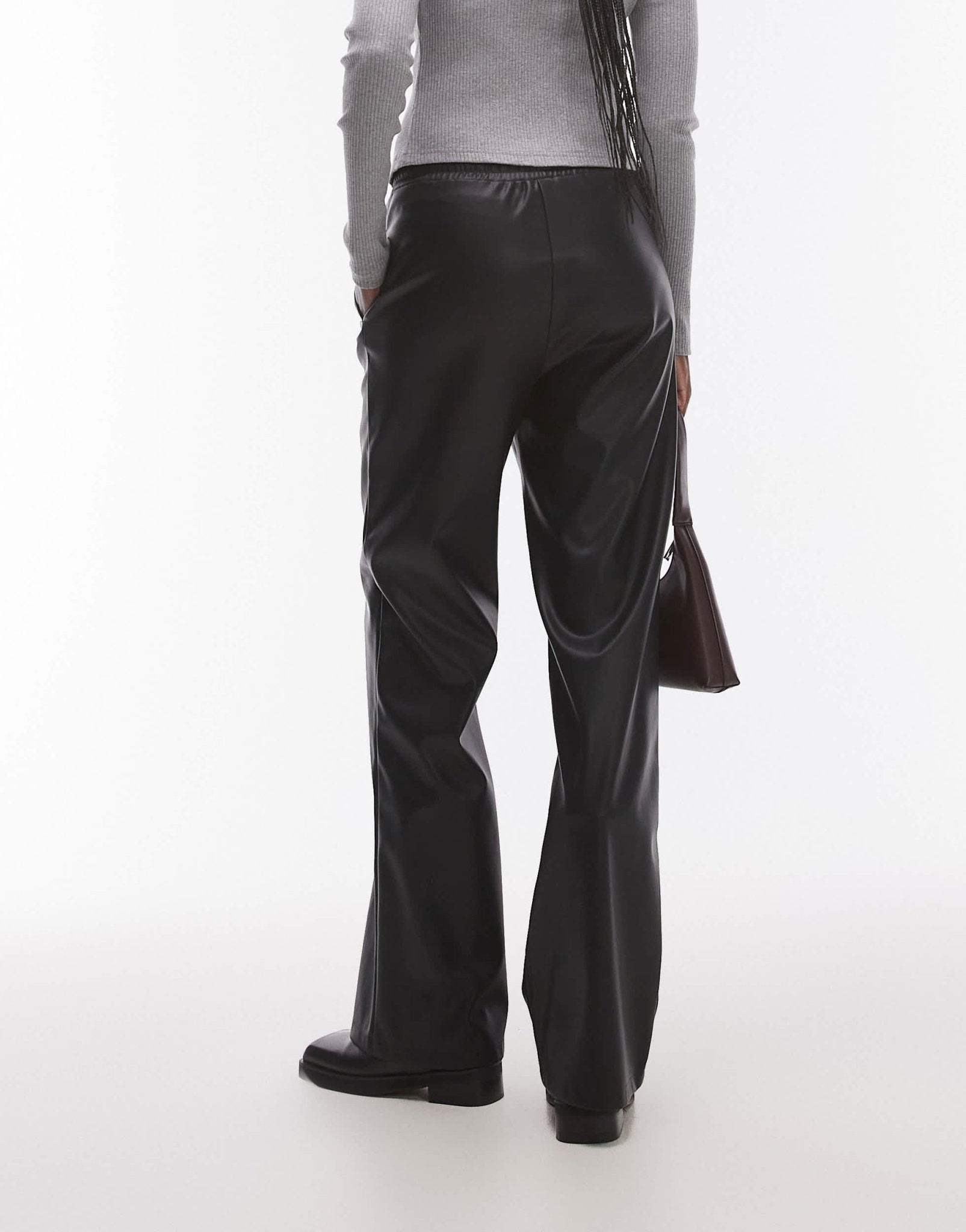 Topshop Tall faux leather jogger in black - ASOS Sample Sale