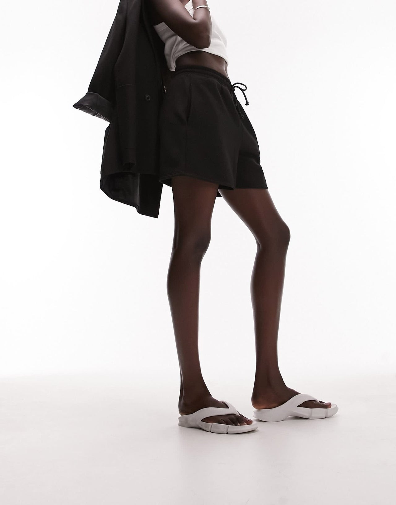 Topshop Tall jogger short in black - ASOS Sample Sale