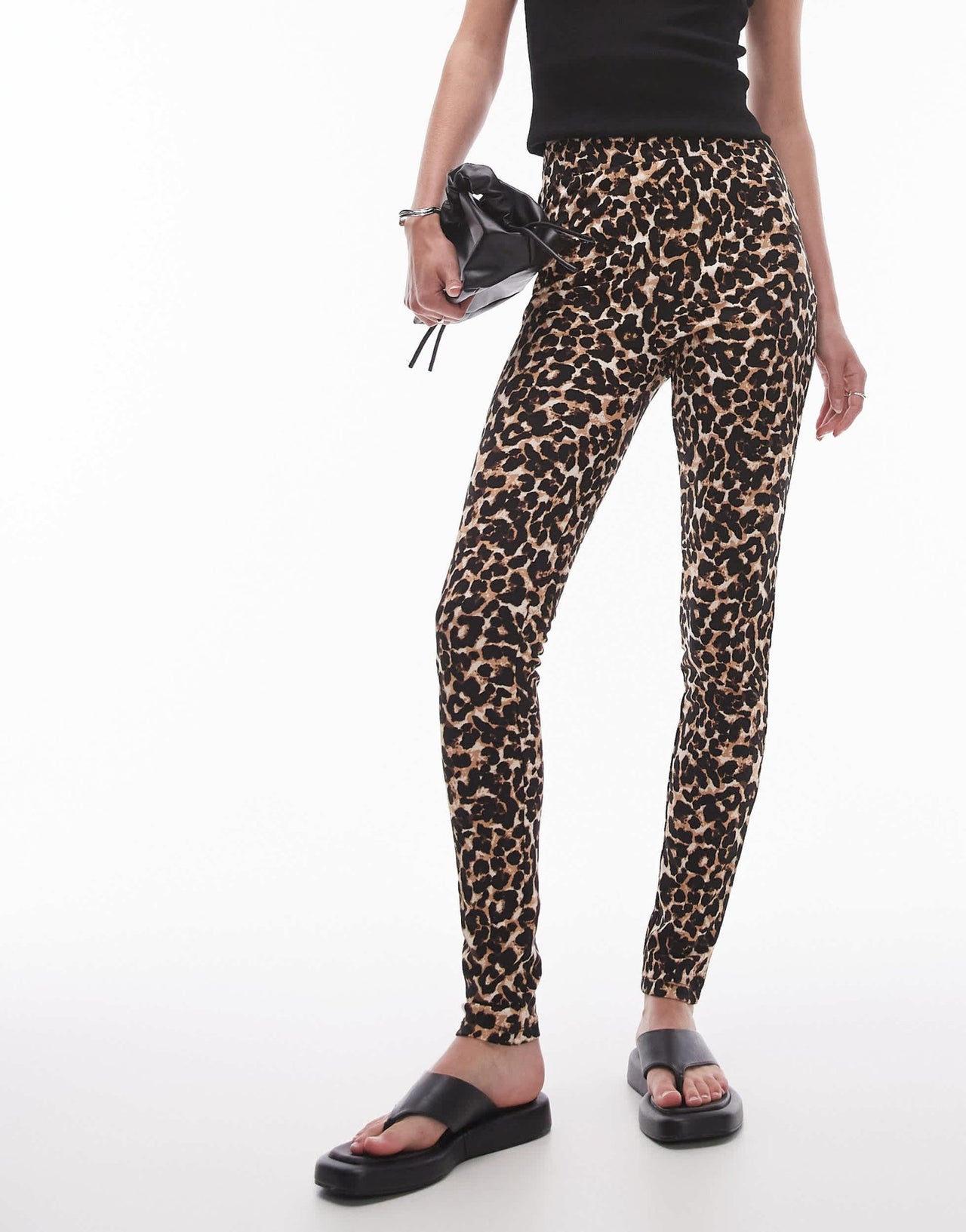 Topshop Tall leopard print legging in brown - ASOS Sample Sale