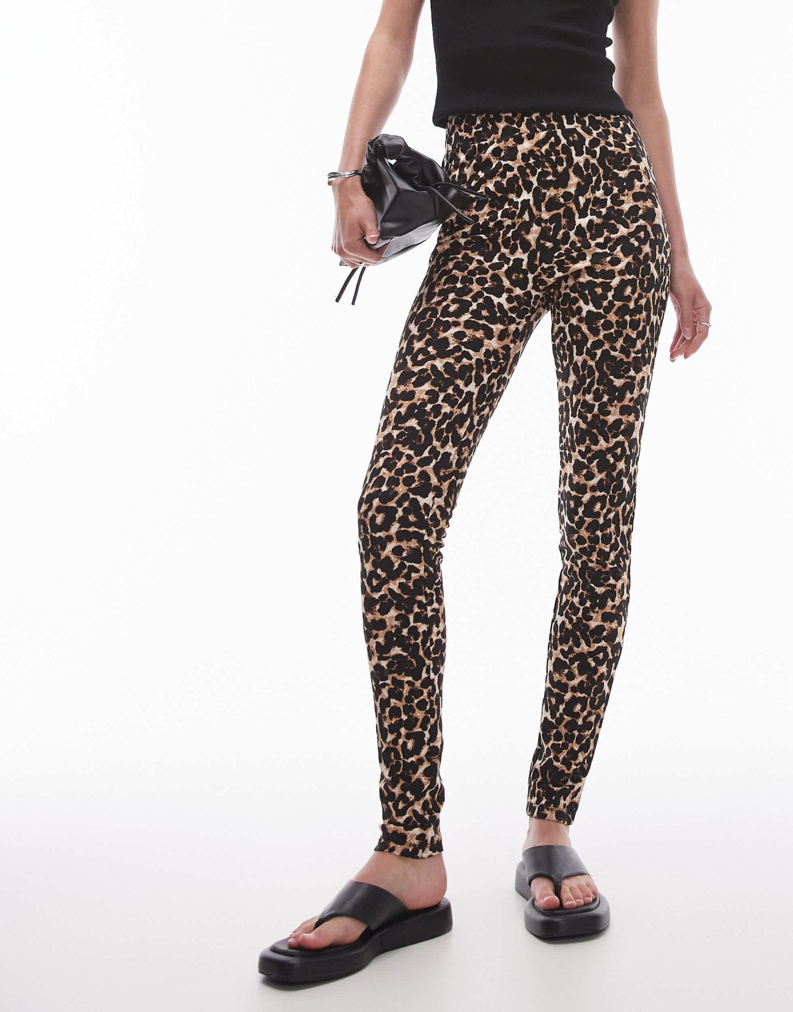 Topshop Tall leopard print legging in brown - ASOS Sample Sale