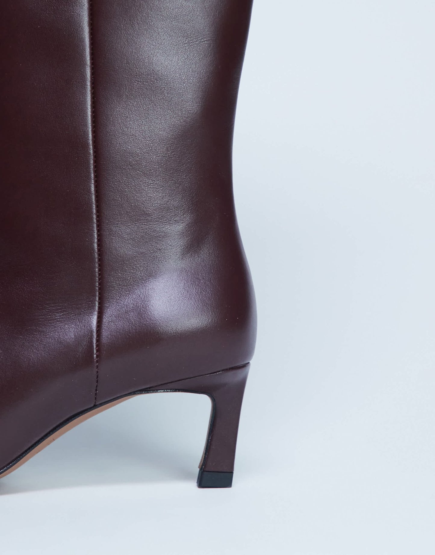 Topshop Taz premium real leather knee high heeled boots in burgundy - ASOS Sample Sale