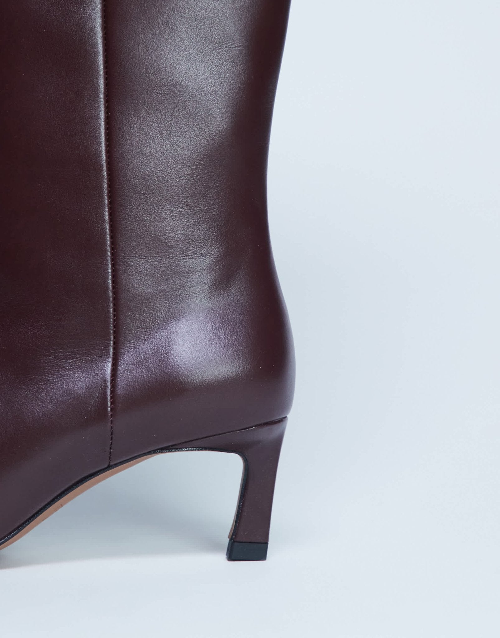 Topshop Taz premium real leather knee high heeled boots in burgundy - ASOS Sample Sale