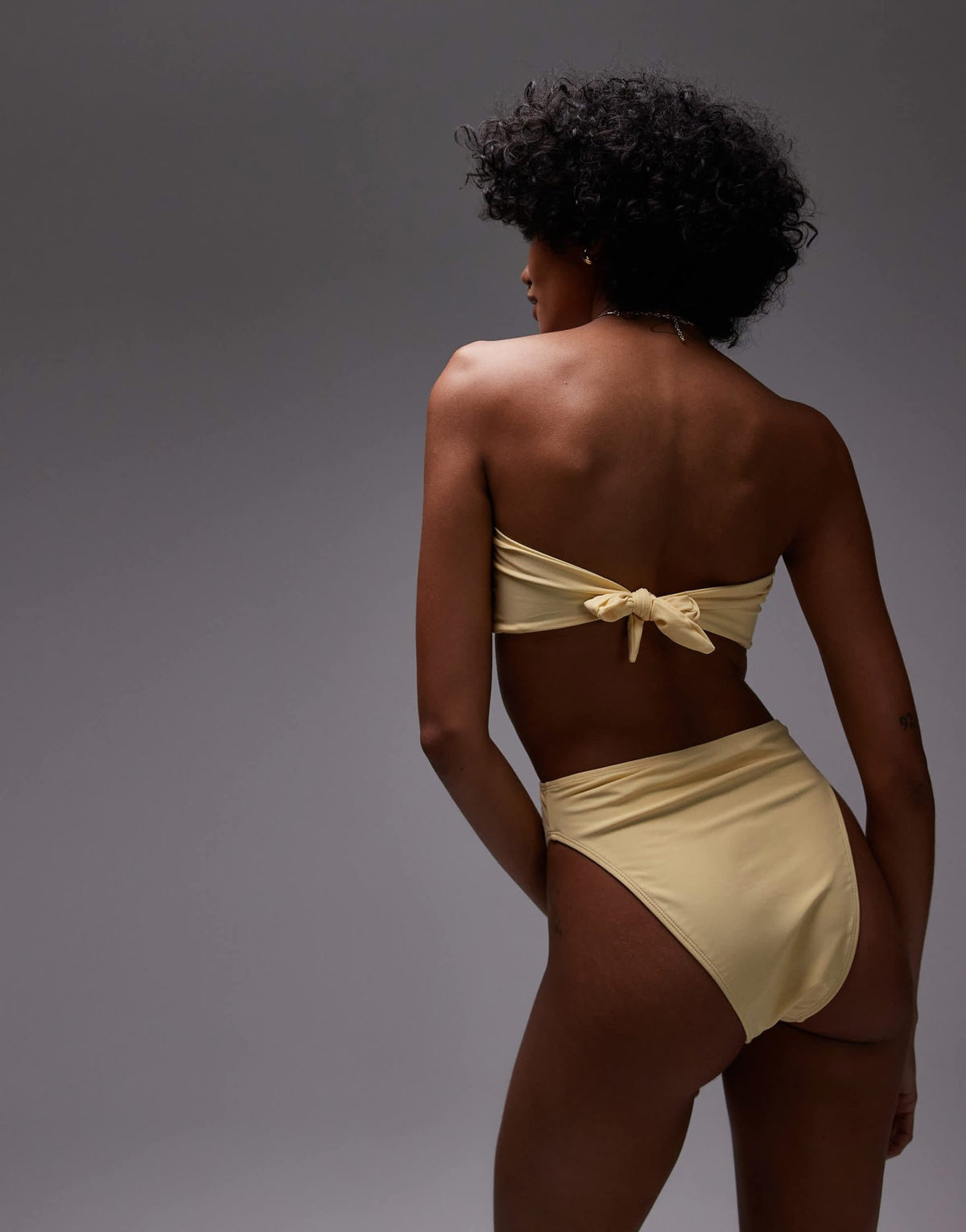 Topshop Thailand bandeau bikini top with metal trim in buttermilk - ASOS Sample Sale