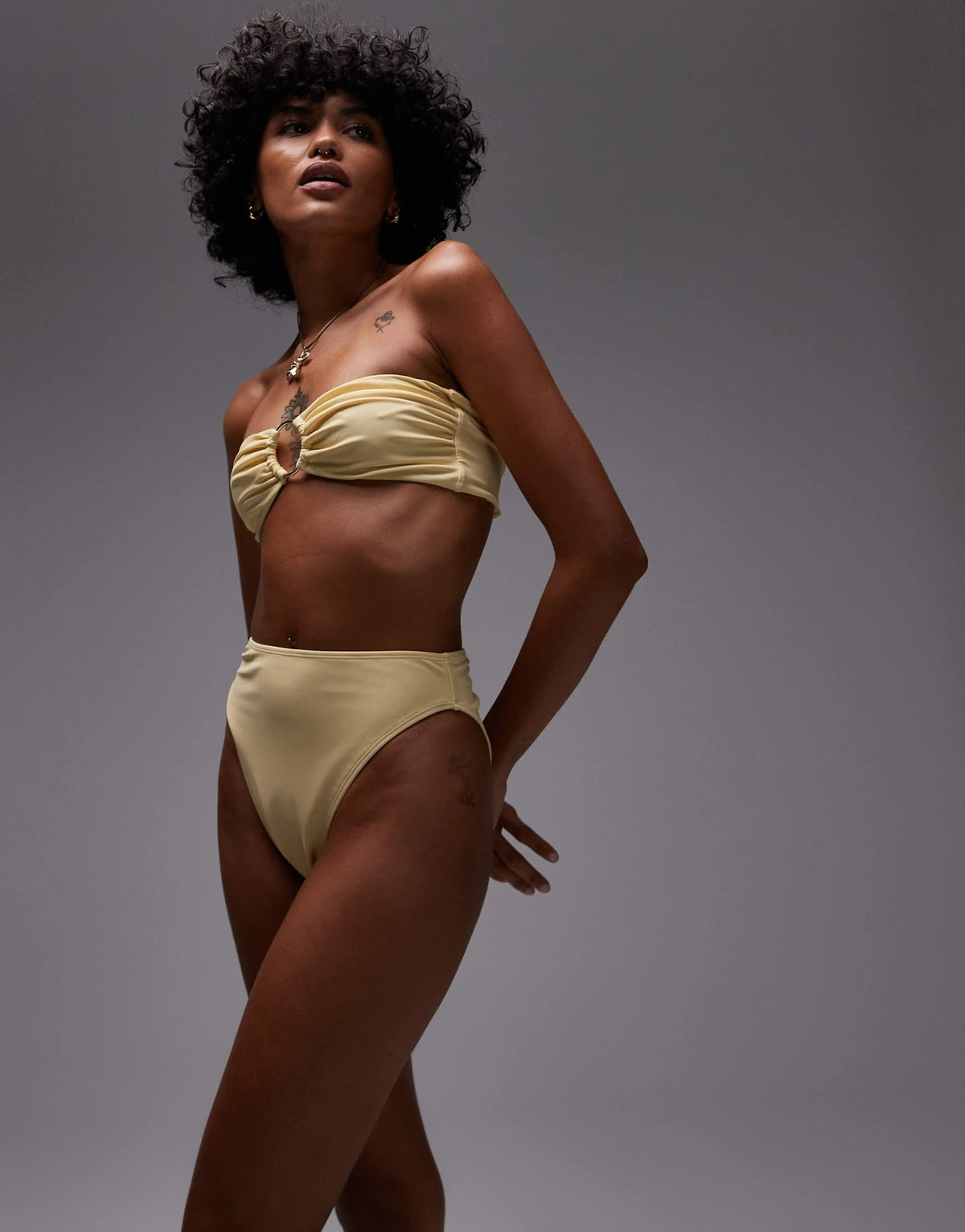 Topshop Thailand high waisted bikini bottoms in buttermilk - ASOS Sample Sale