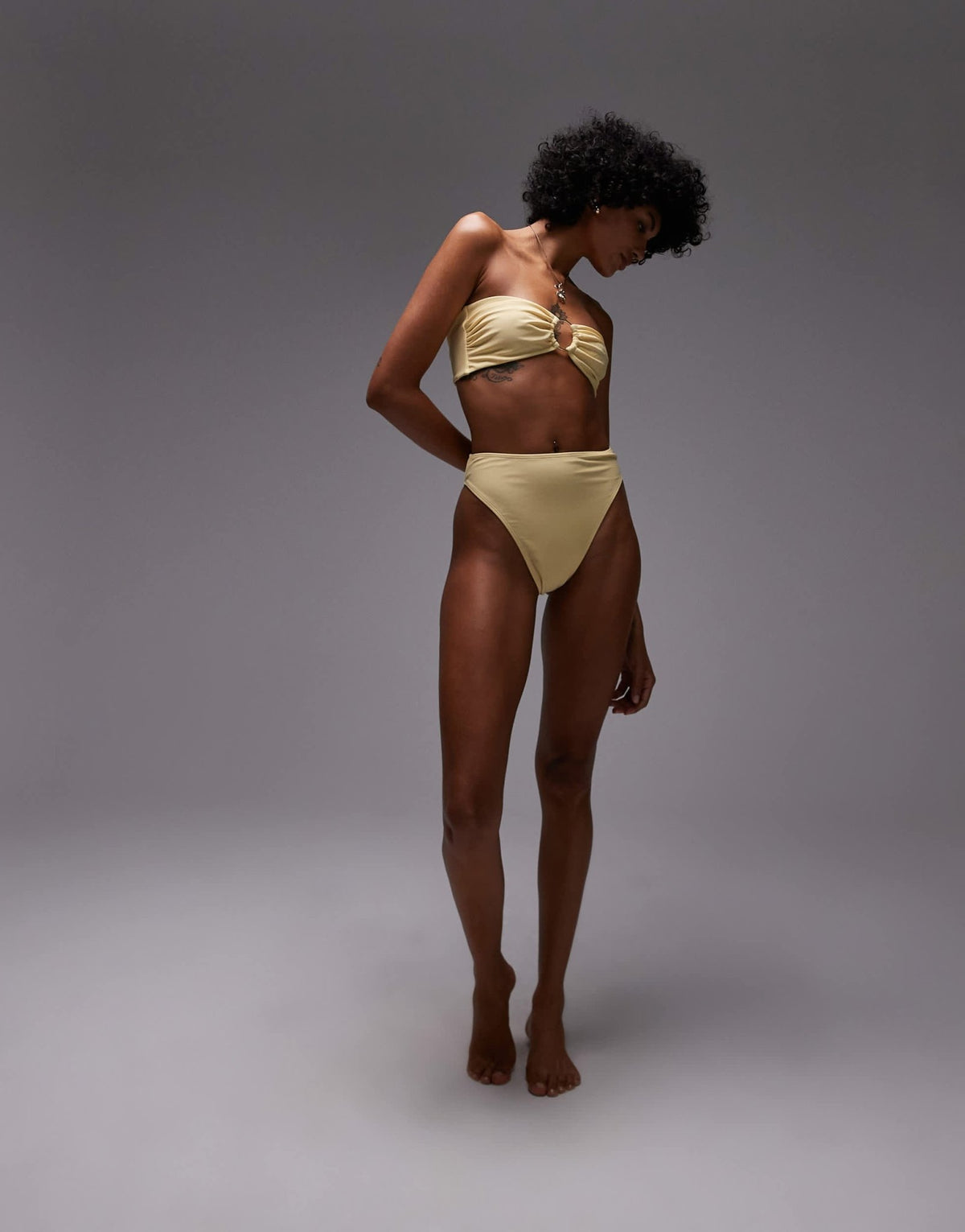 Topshop Thailand high waisted bikini bottoms in buttermilk - ASOS Sample Sale