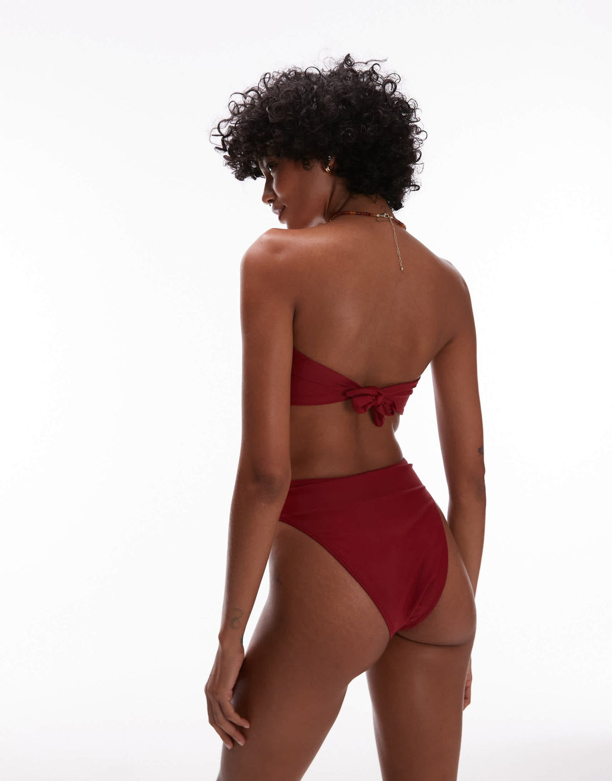 Topshop Thailand high waisted bikini bottoms in dark red - ASOS Sample Sale