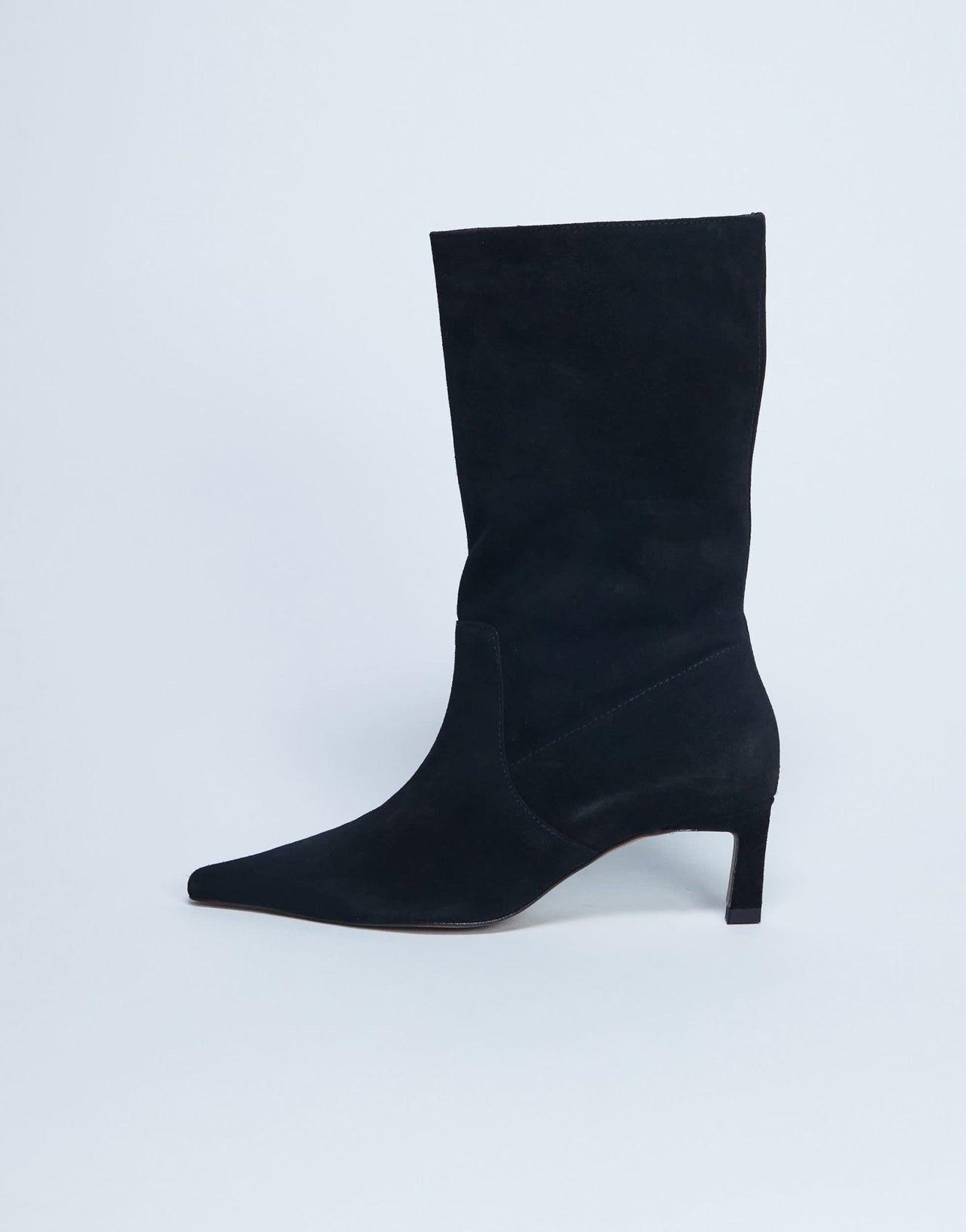 Topshop Tiggy premium suede tube boot in black - ASOS Sample Sale