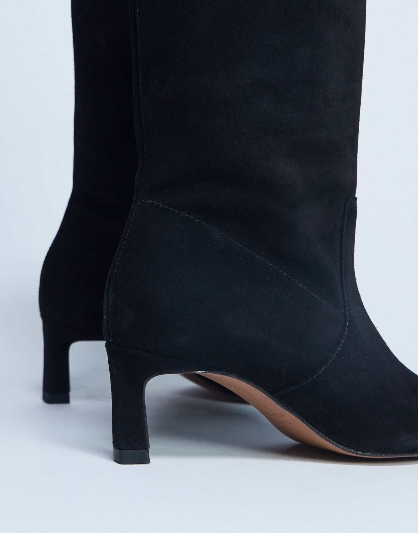 Topshop Tiggy premium suede tube boot in black - ASOS Sample Sale