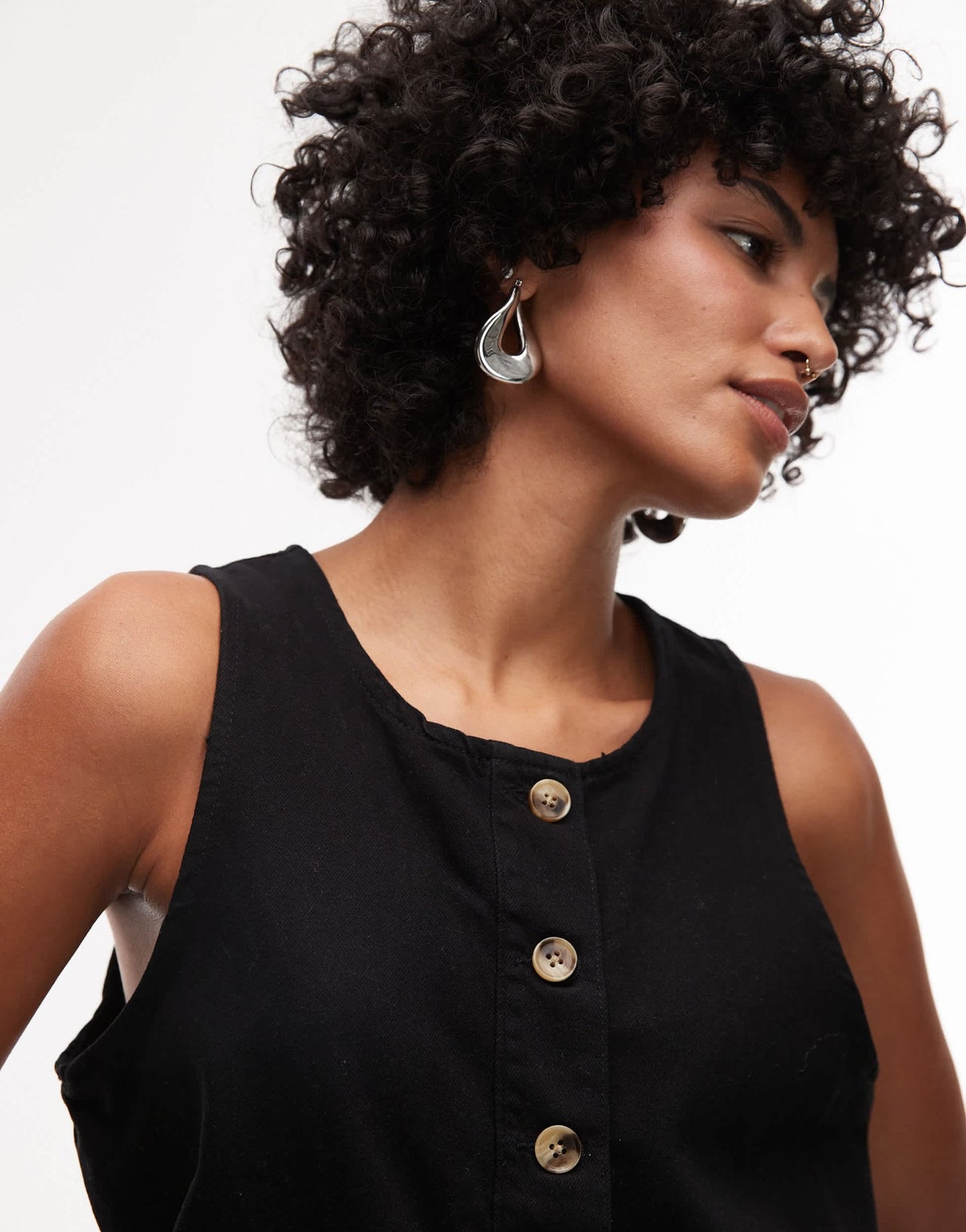 Topshop twill romper in black - ASOS Sample Sale
