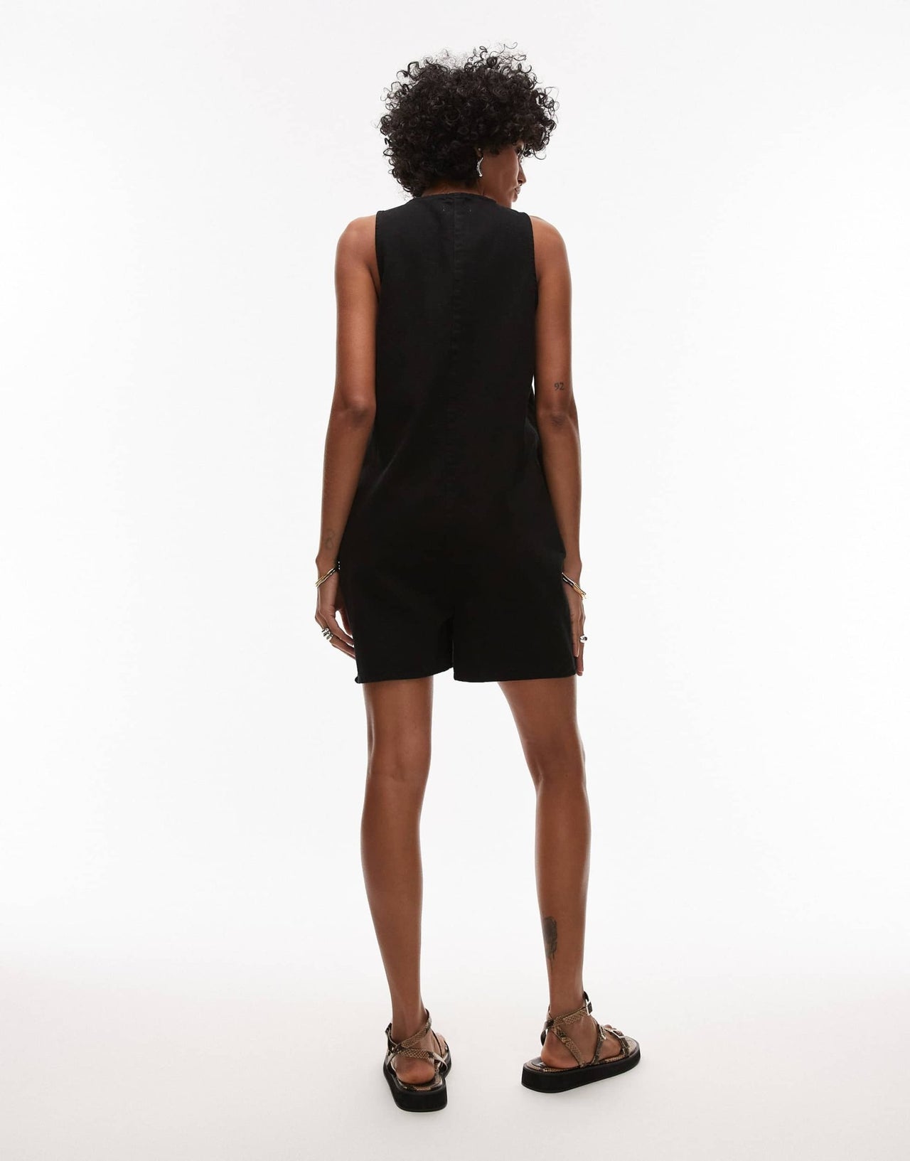 Topshop twill romper in black - ASOS Sample Sale
