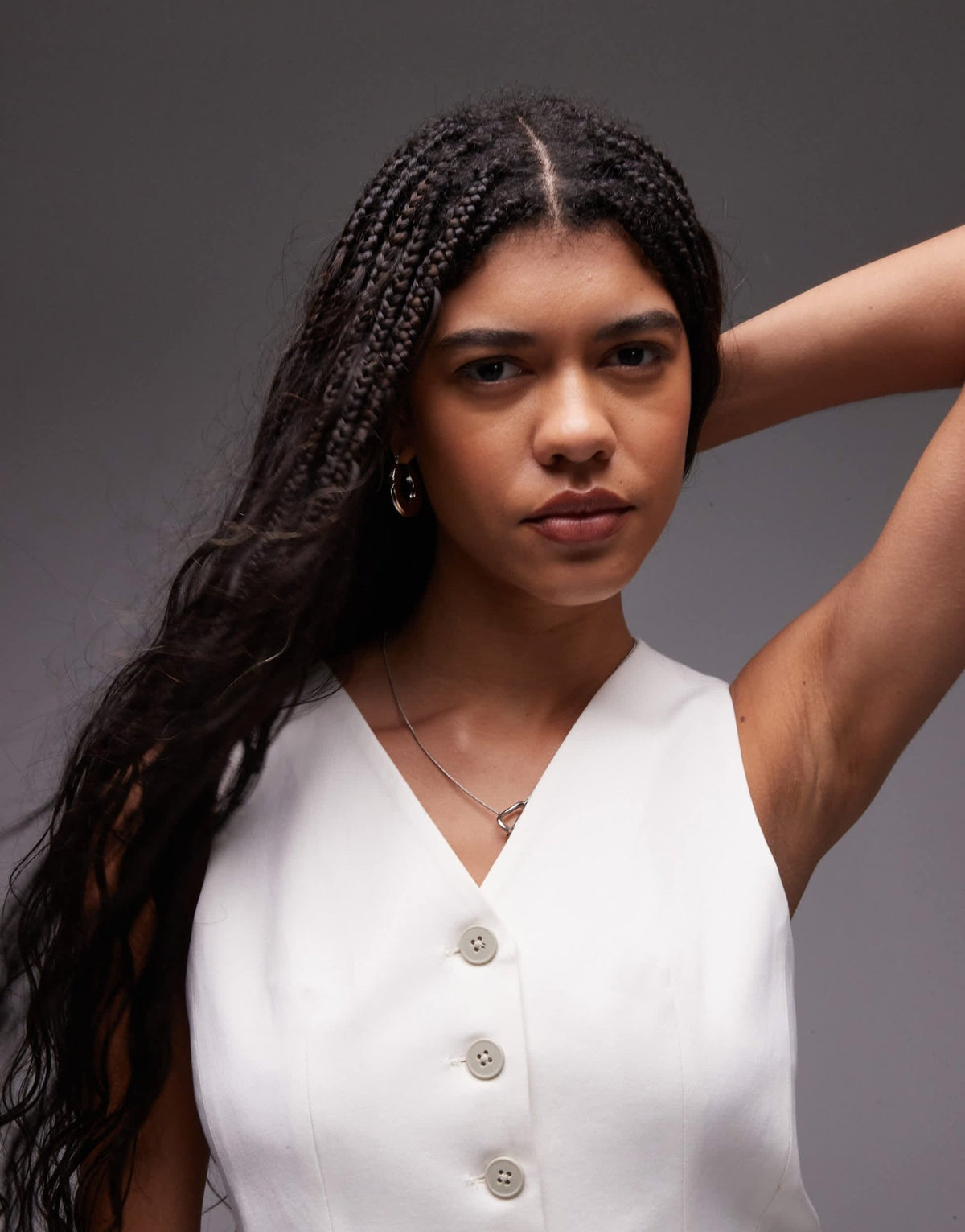Topshop v neck cropped waistcoat in white - ASOS Sample Sale