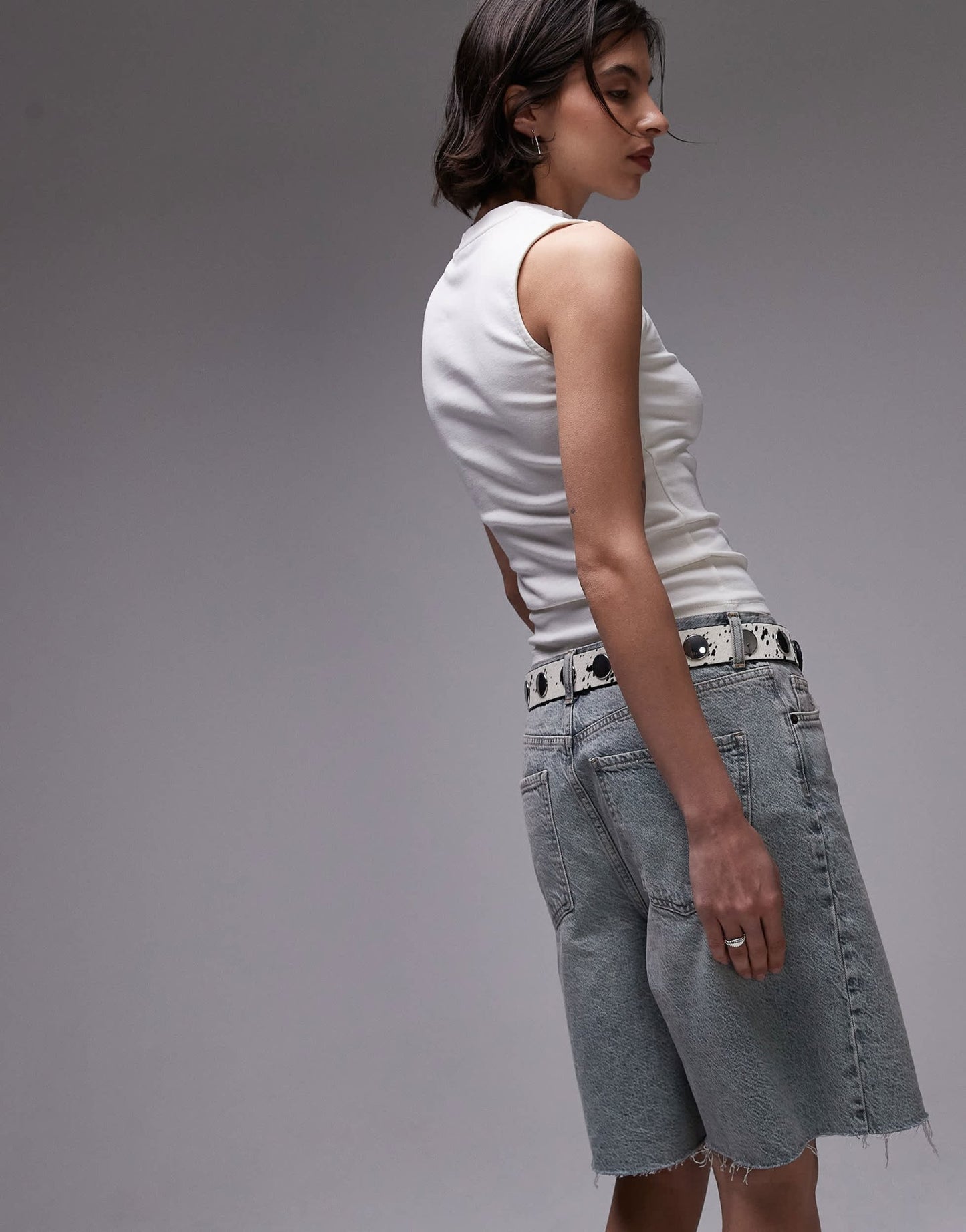 Topshop v neck tank top with buttons in ecru - ASOS Sample Sale