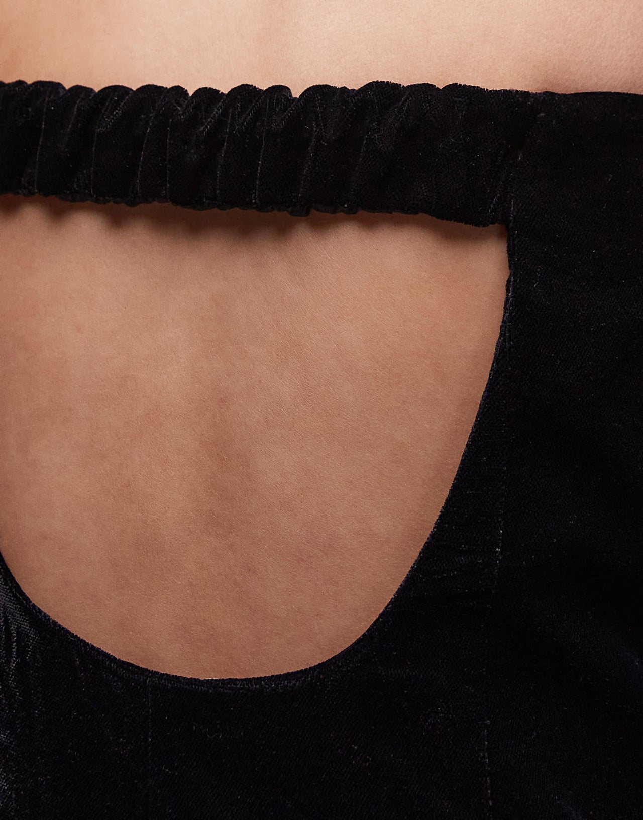 Topshop velvet bustier open back bandeau in black - ASOS Sample Sale