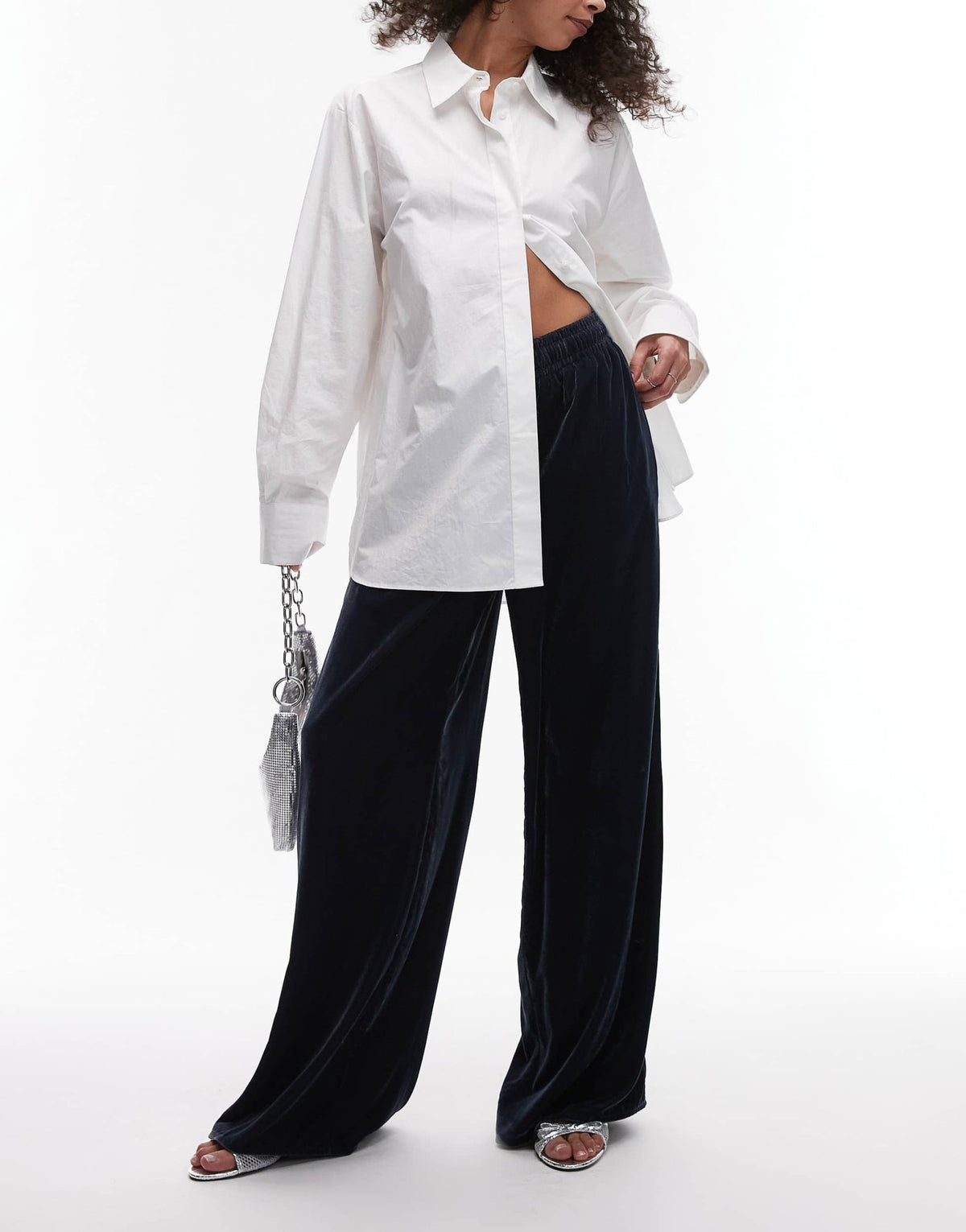 Topshop velvet tie waist jogger in slate - ASOS Sample Sale