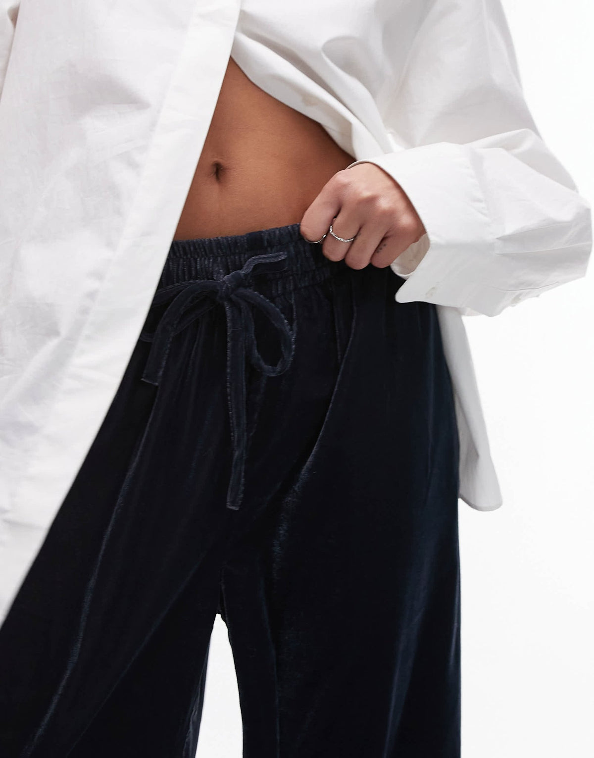 Topshop velvet tie waist jogger in slate - ASOS Sample Sale