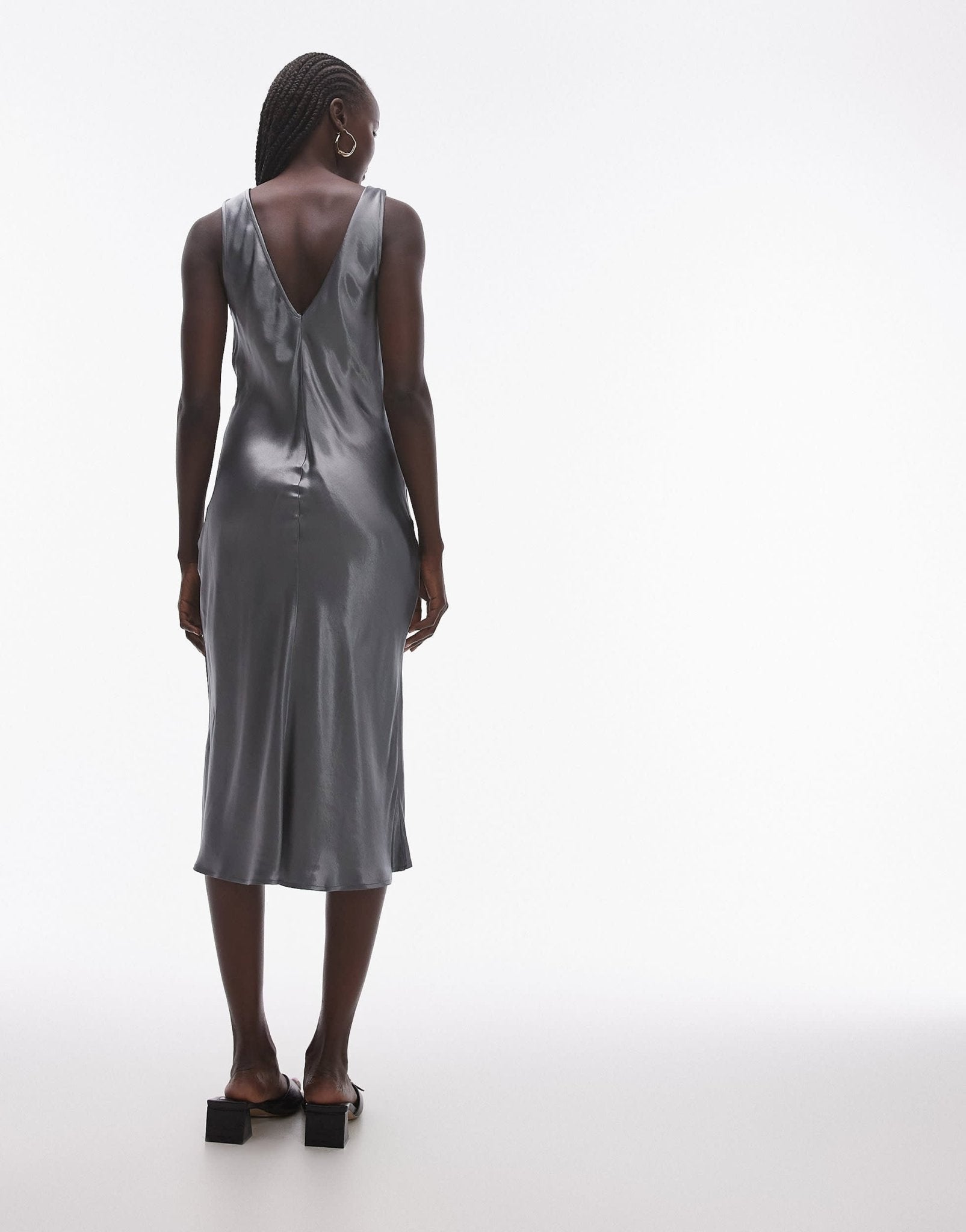 Topshop vintage awkward length slip in grey - ASOS Sample Sale