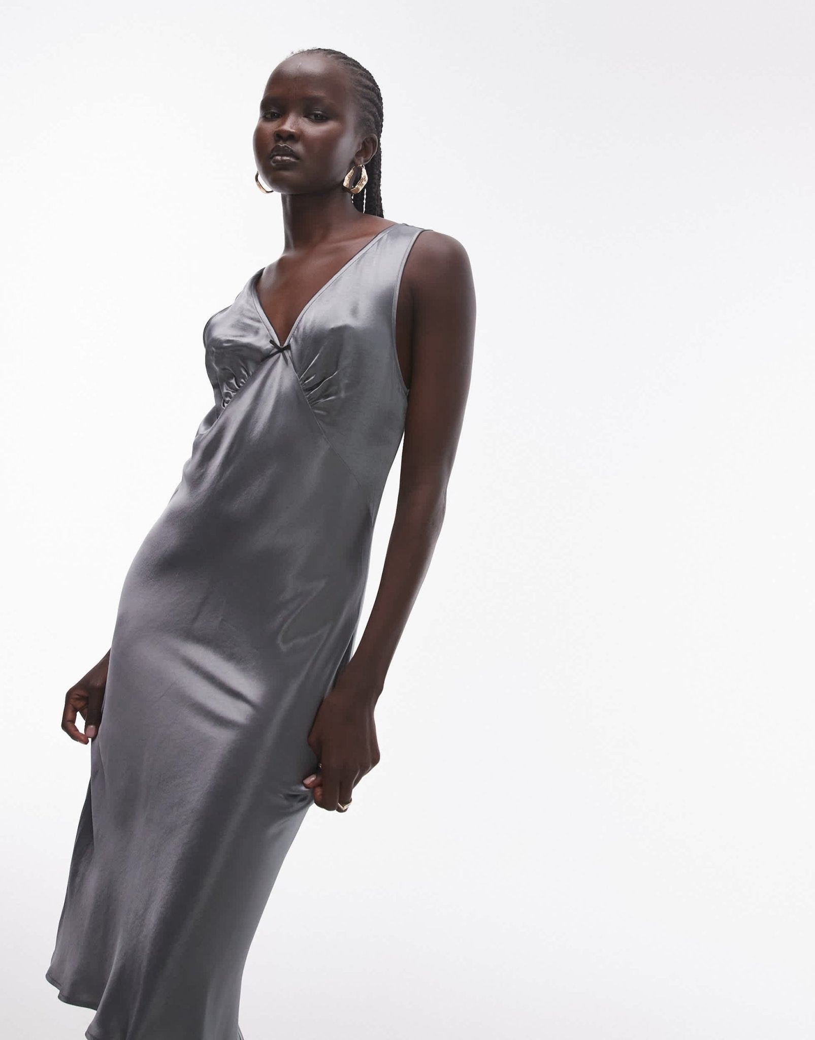 Topshop vintage awkward length slip in grey - ASOS Sample Sale