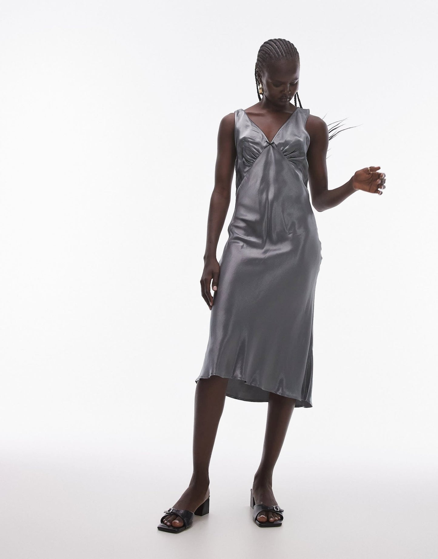 Topshop vintage awkward length slip in grey - ASOS Sample Sale
