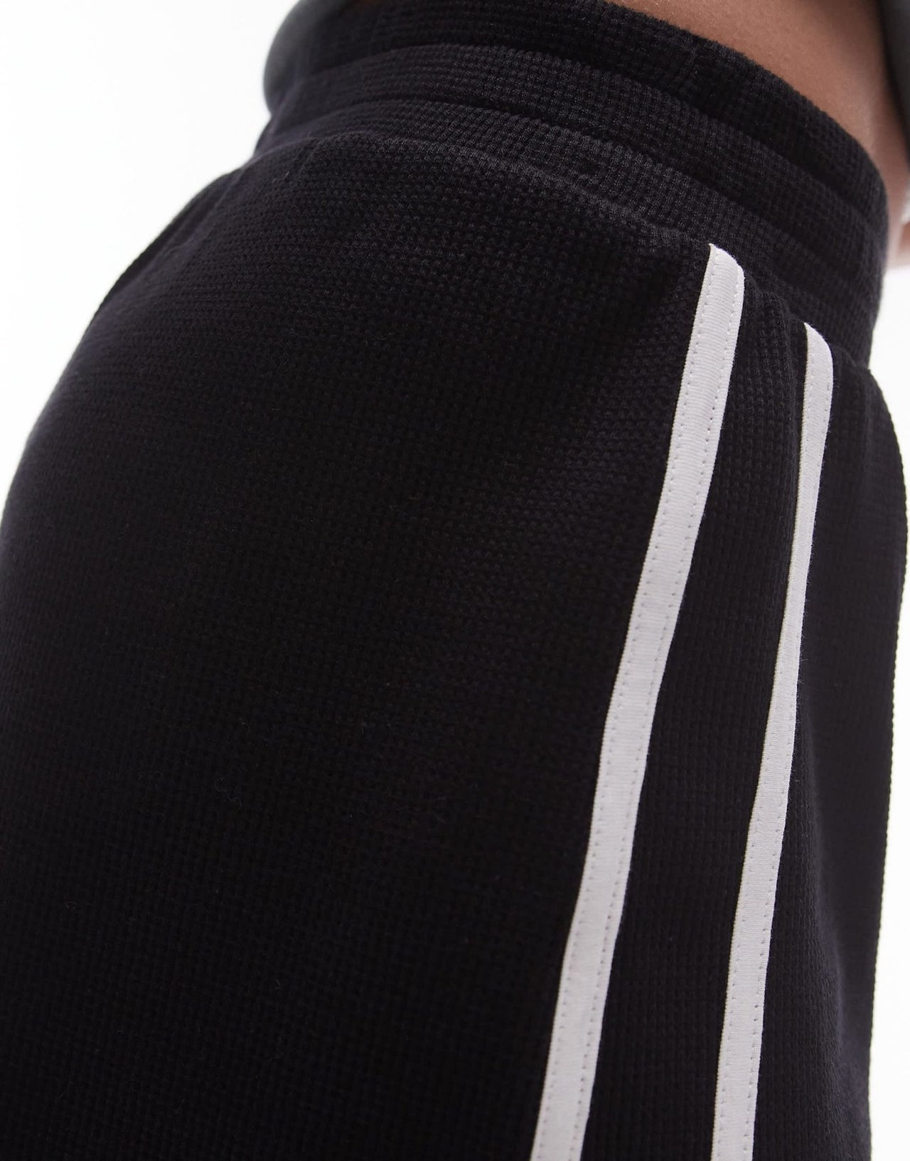 Topshop waffle short in black - ASOS Sample Sale