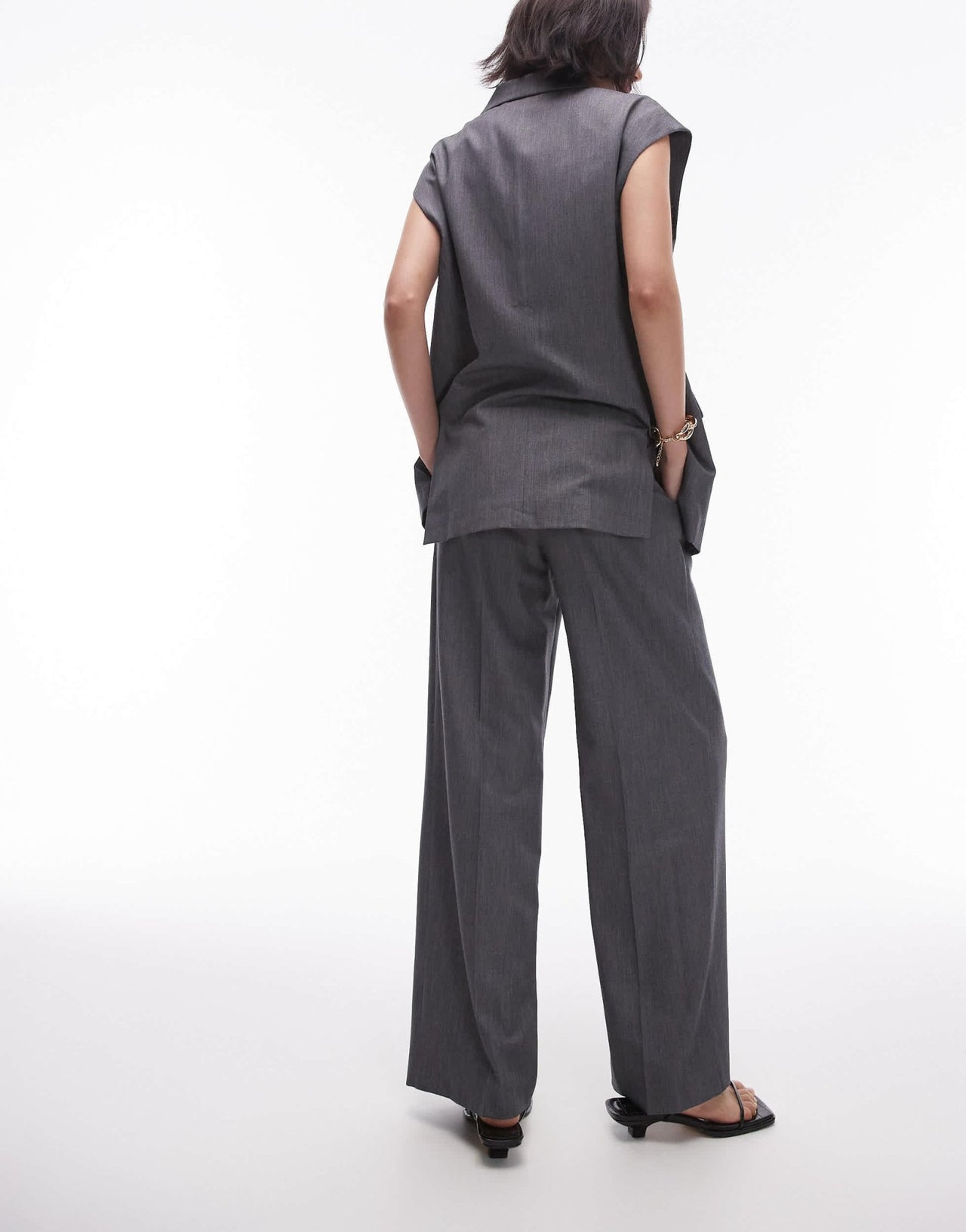 Topshop wide leg trouser in grey - ASOS Sample Sale