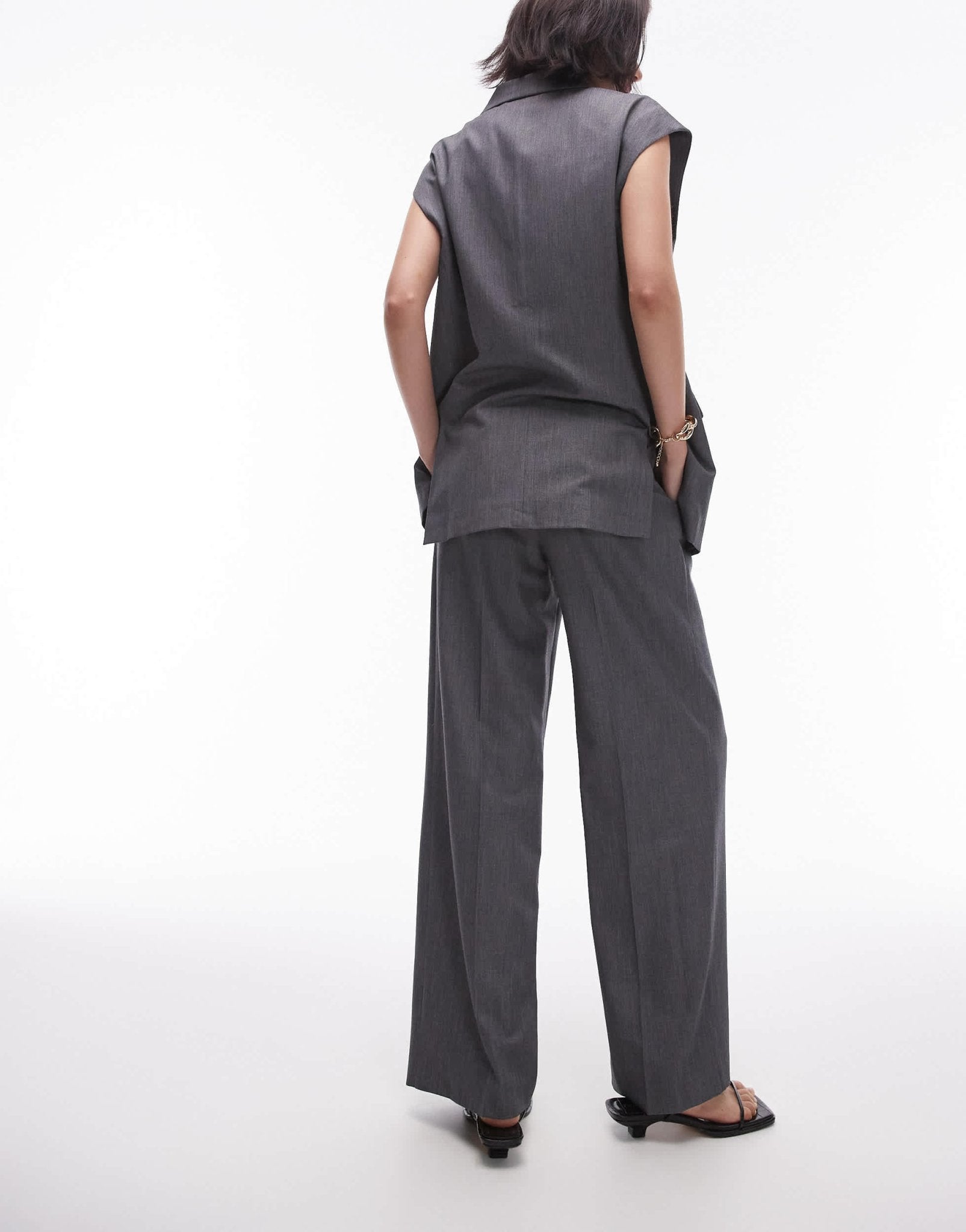 Topshop wide leg trouser in grey - ASOS Sample Sale