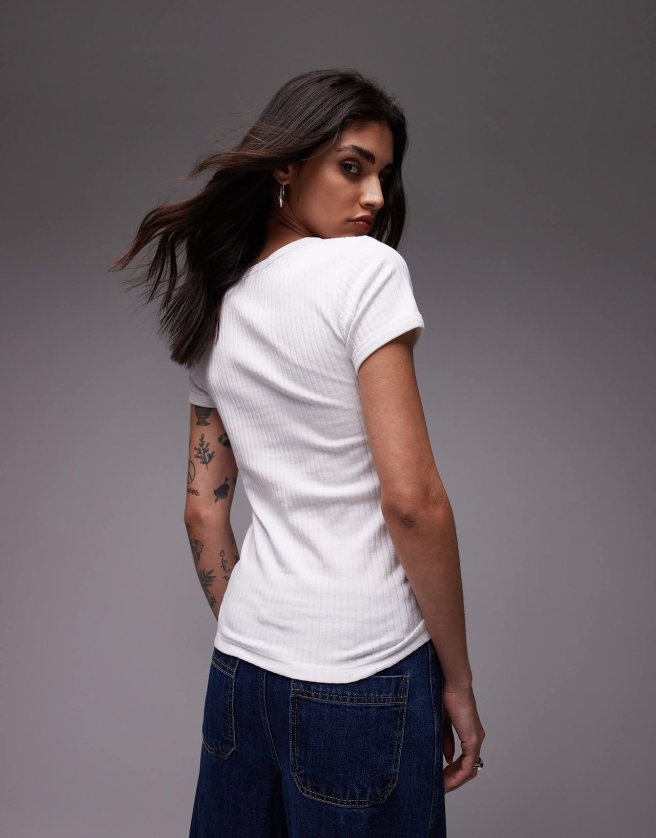 Topshop wide rib tee in white - ASOS Sample Sale