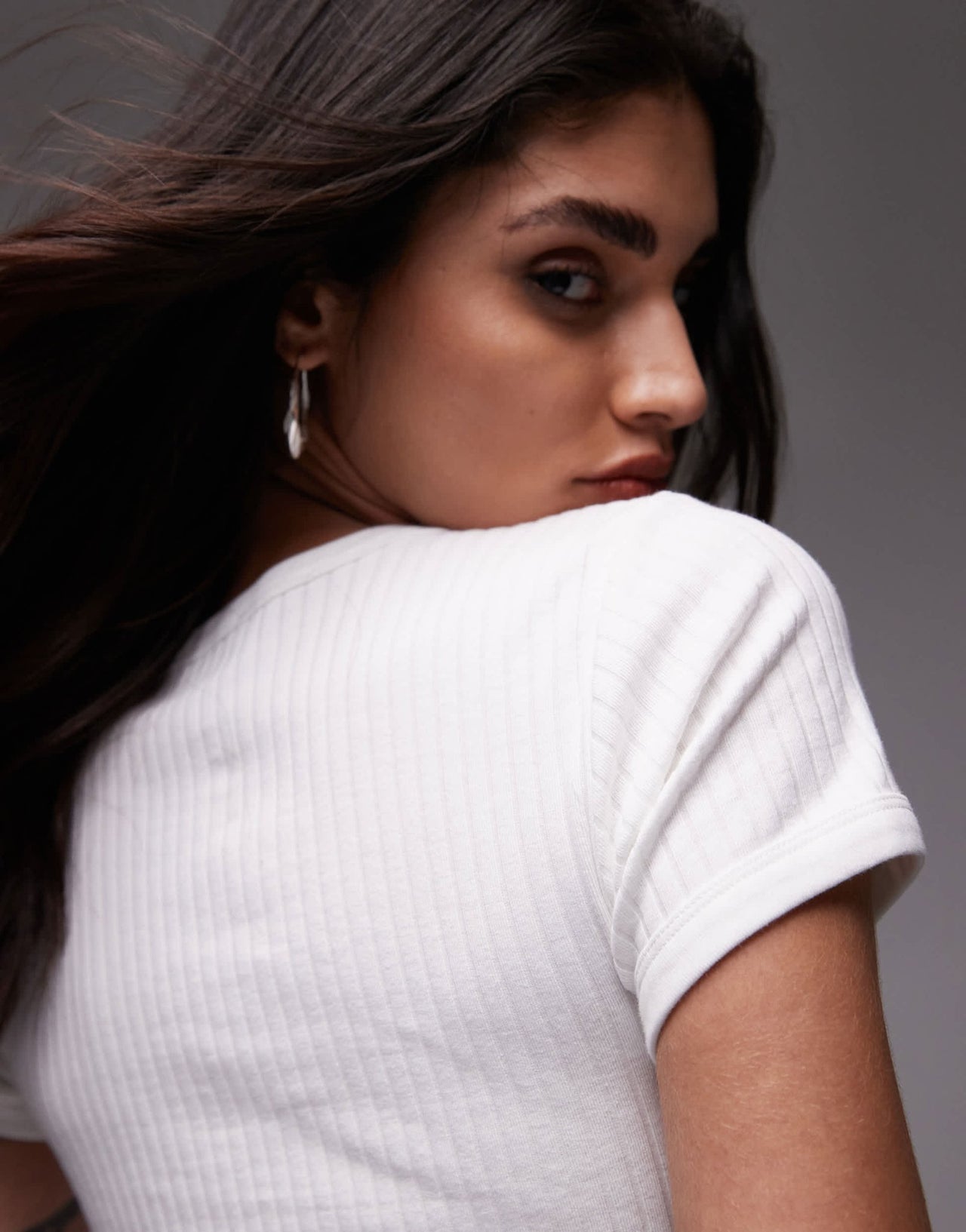 Topshop wide rib tee in white - ASOS Sample Sale