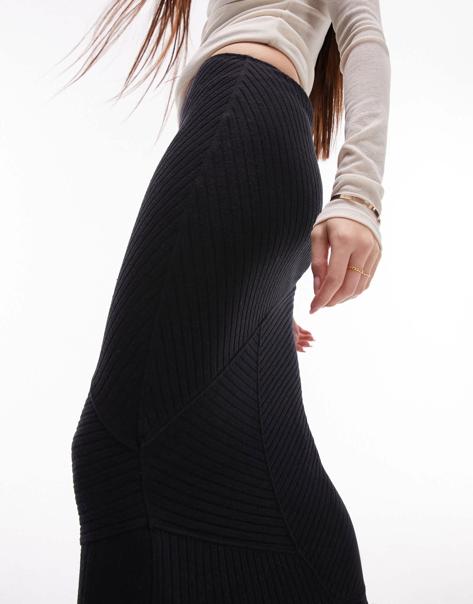 Topsop jersey cut about rib skirt in black - ASOS Sample Sale