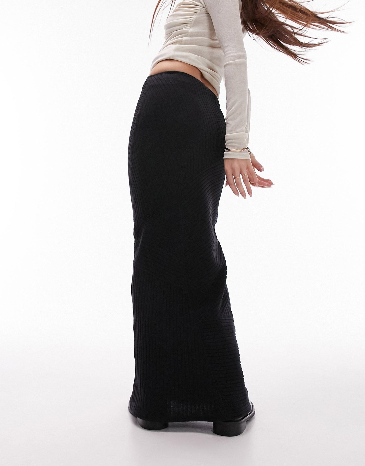 Topsop jersey cut about rib skirt in black - ASOS Sample Sale
