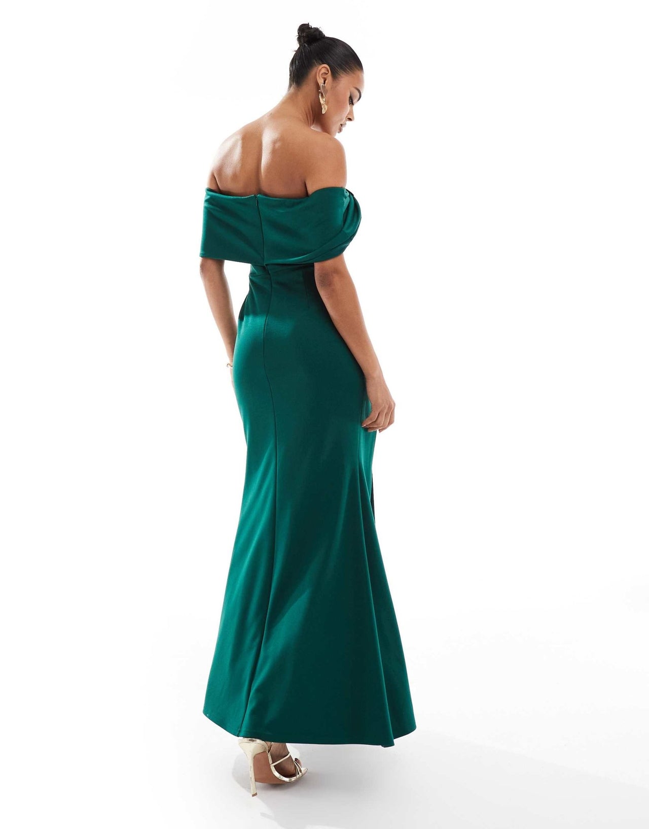 True Violet knot bardot maxi dress in forest green - ASOS Sample Sale